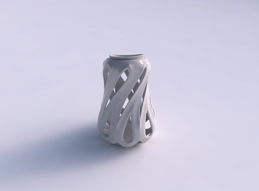 Vase cylindrical compressed with smooth cuts eccentric 3D print model_0