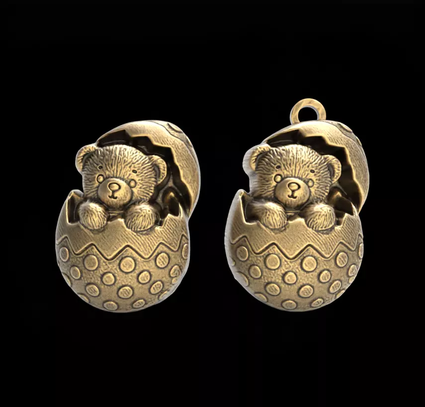 teddy inside egg easter decor 3D print model