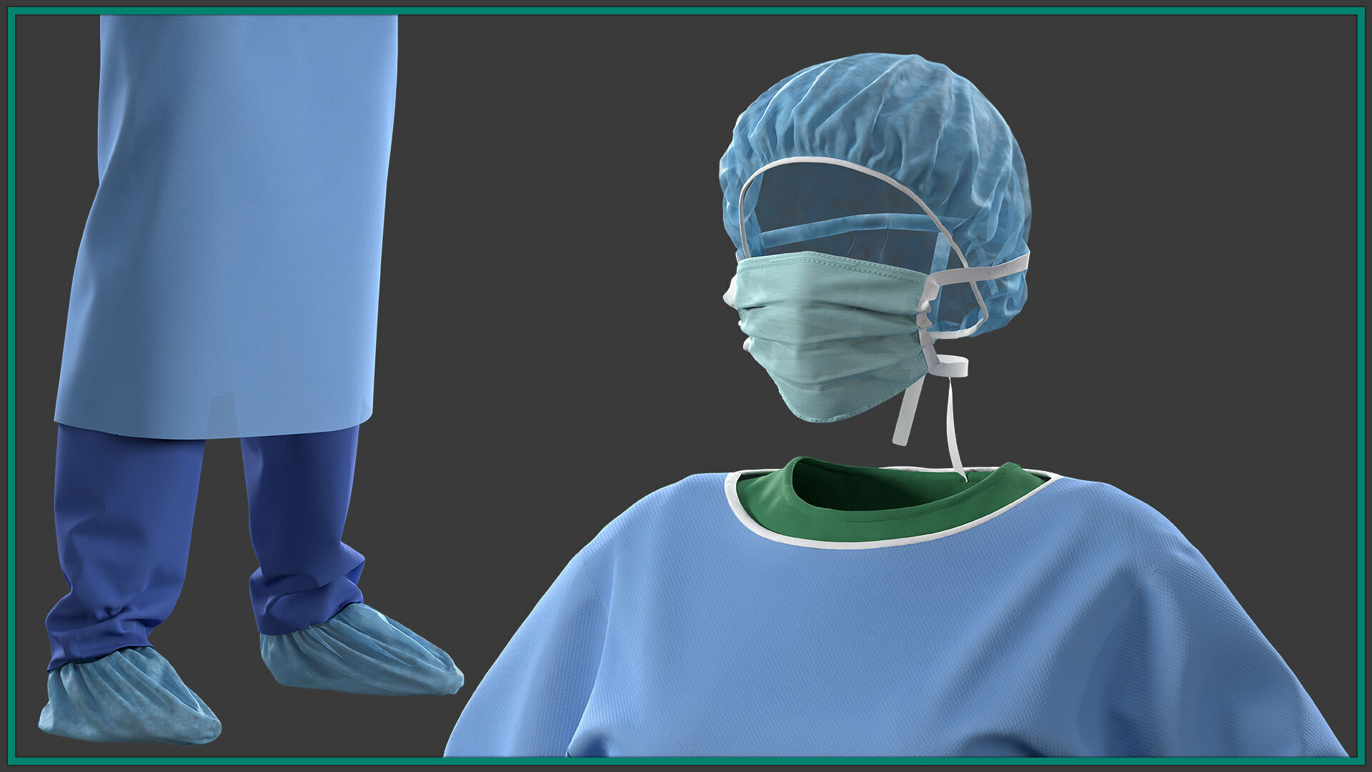 female surgeon uniform with texture 3D model_2