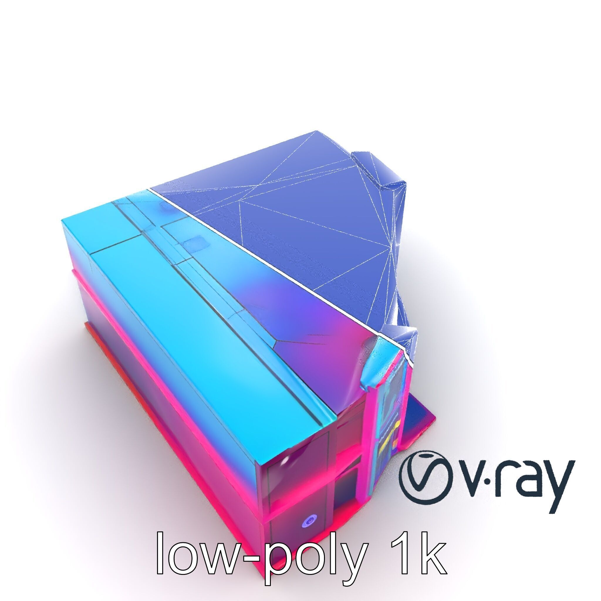 Neon Commercial Center Architecture model pack Low-poly 3D model_17