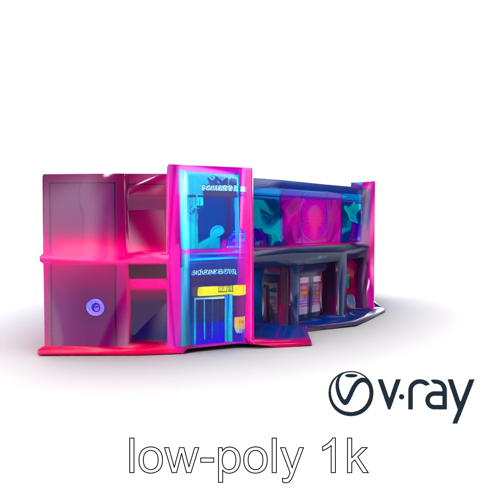 Neon Commercial Center Architecture model pack Low-poly 3D model_25