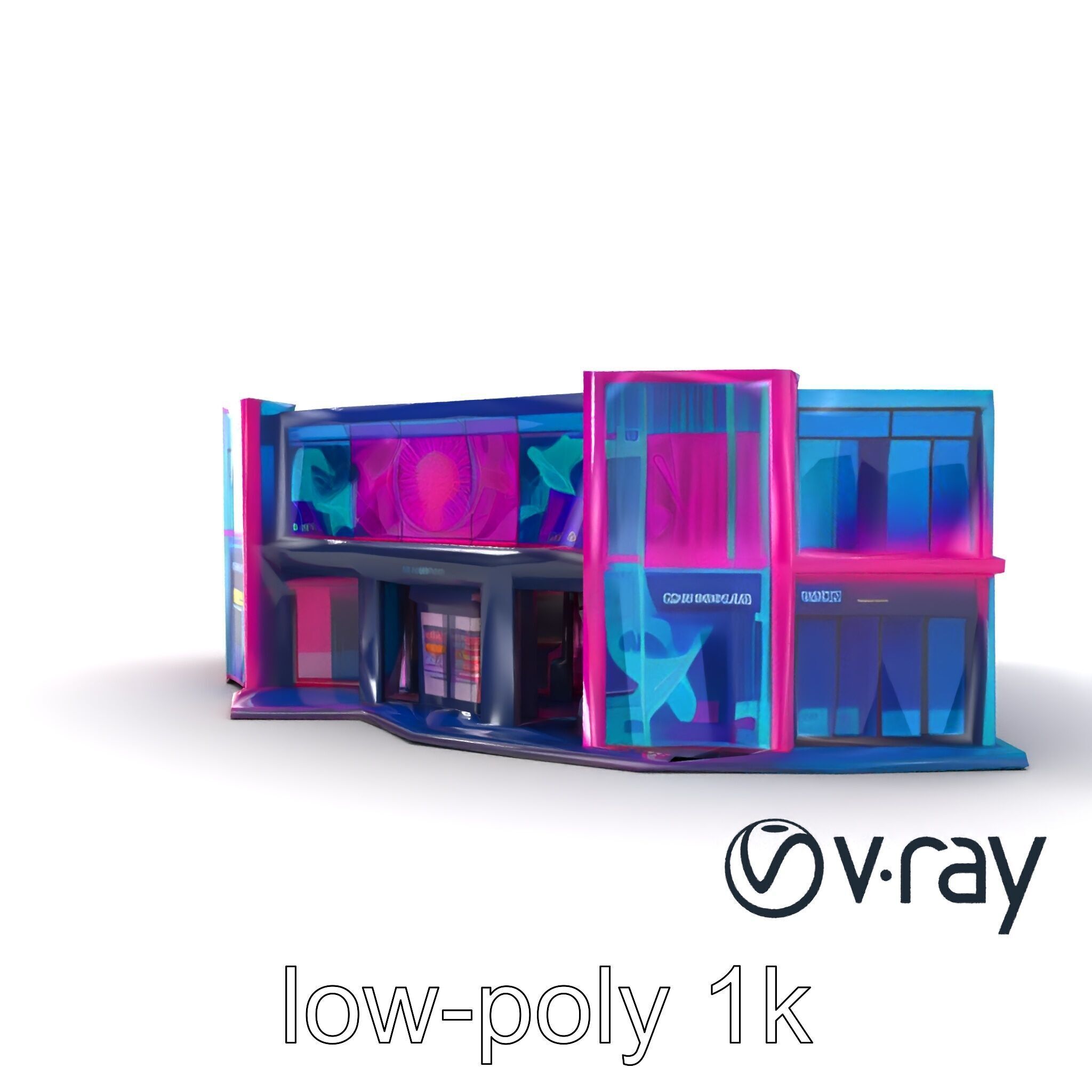 Neon Commercial Center Architecture model pack Low-poly 3D model_22