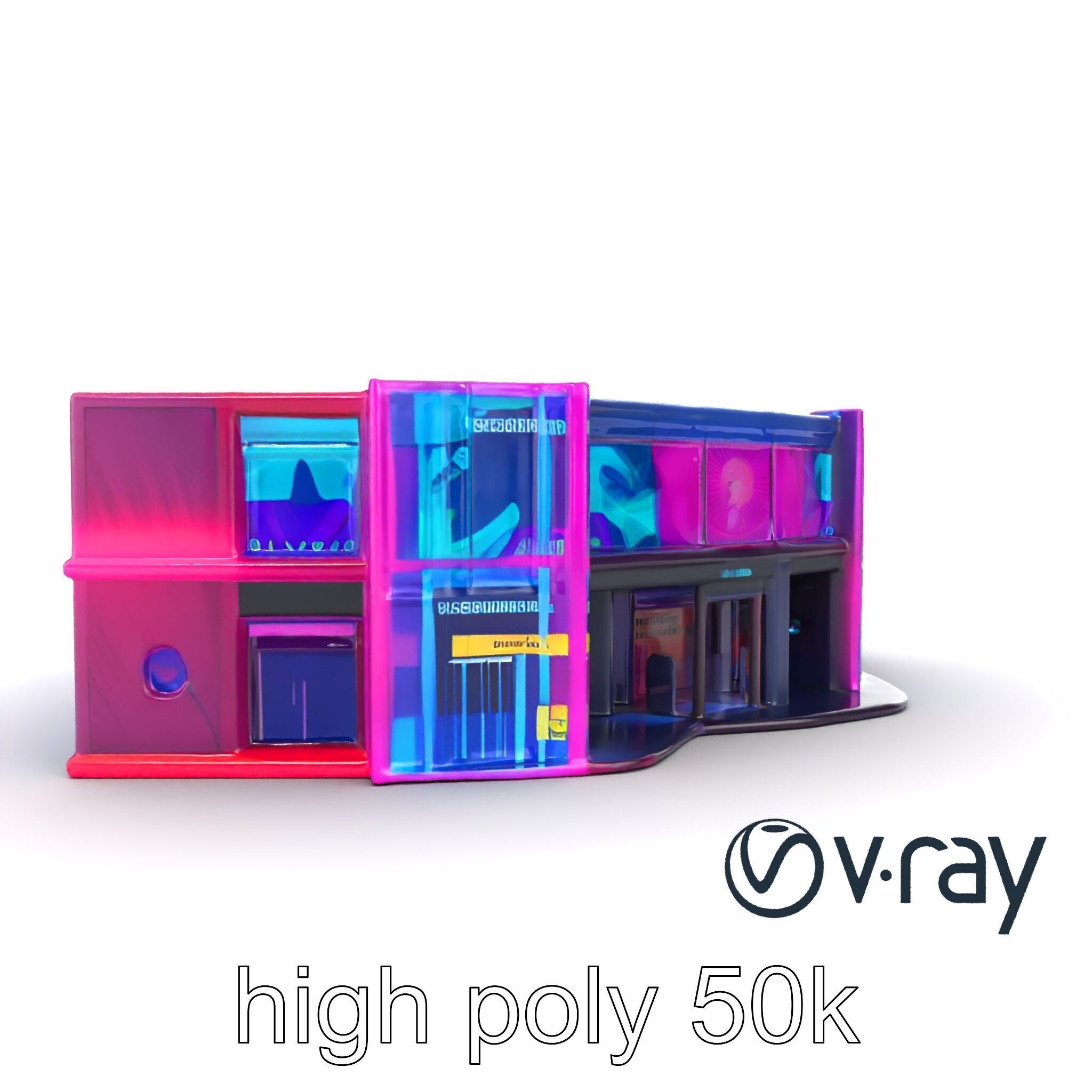 Neon Commercial Center Architecture model pack Low-poly 3D model_19