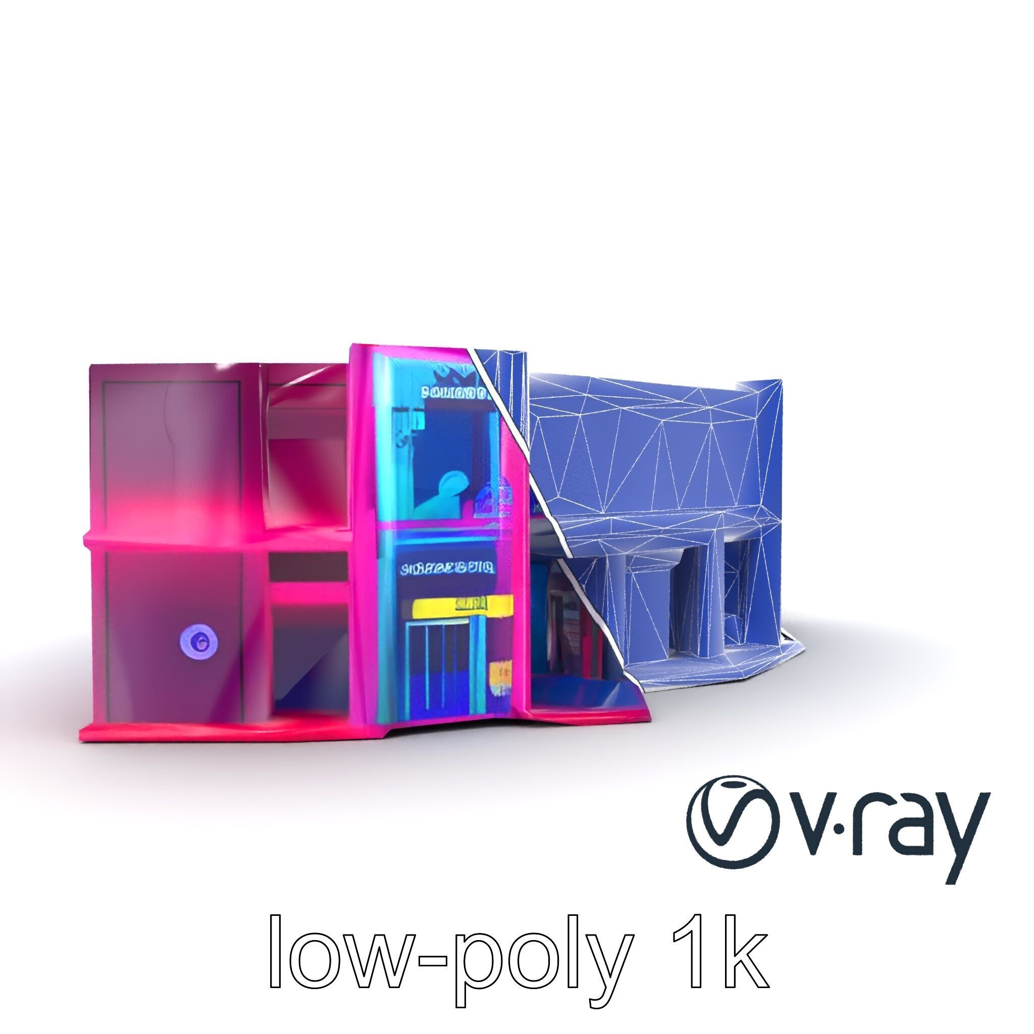 Neon Commercial Center Architecture model pack Low-poly 3D model_31