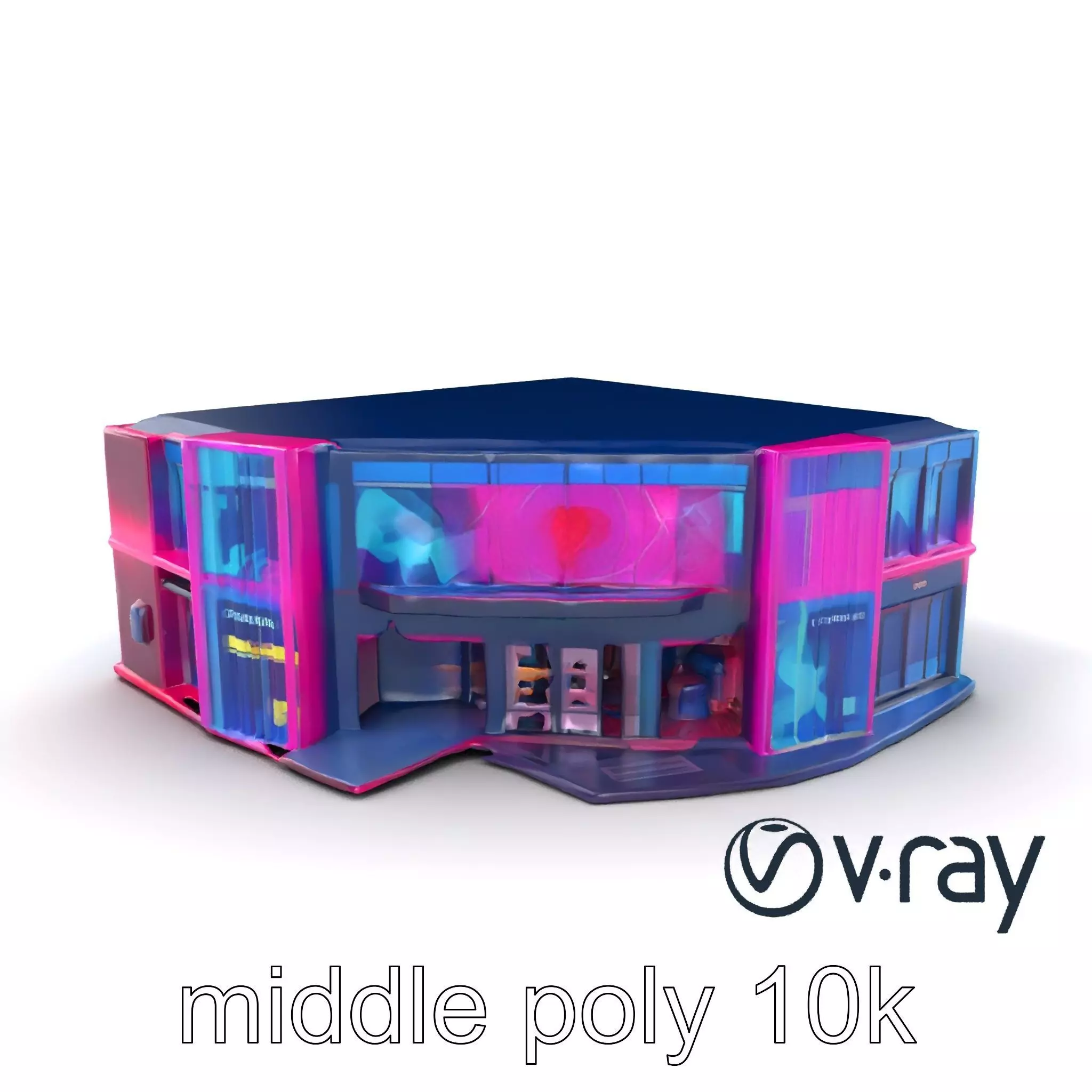 Neon Commercial Center Architecture model pack Low-poly 3D model_0