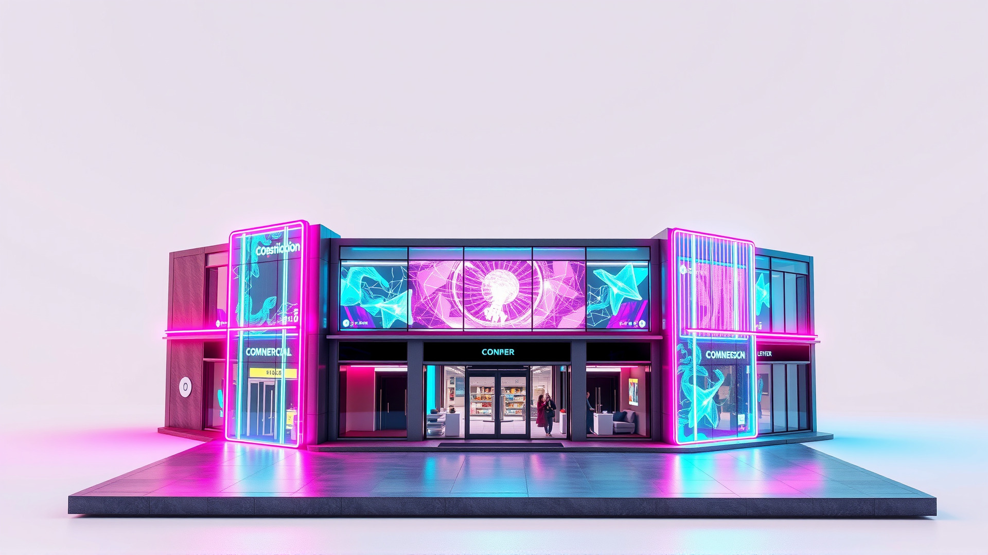 Neon Commercial Center Architecture model pack Low-poly 3D model_4