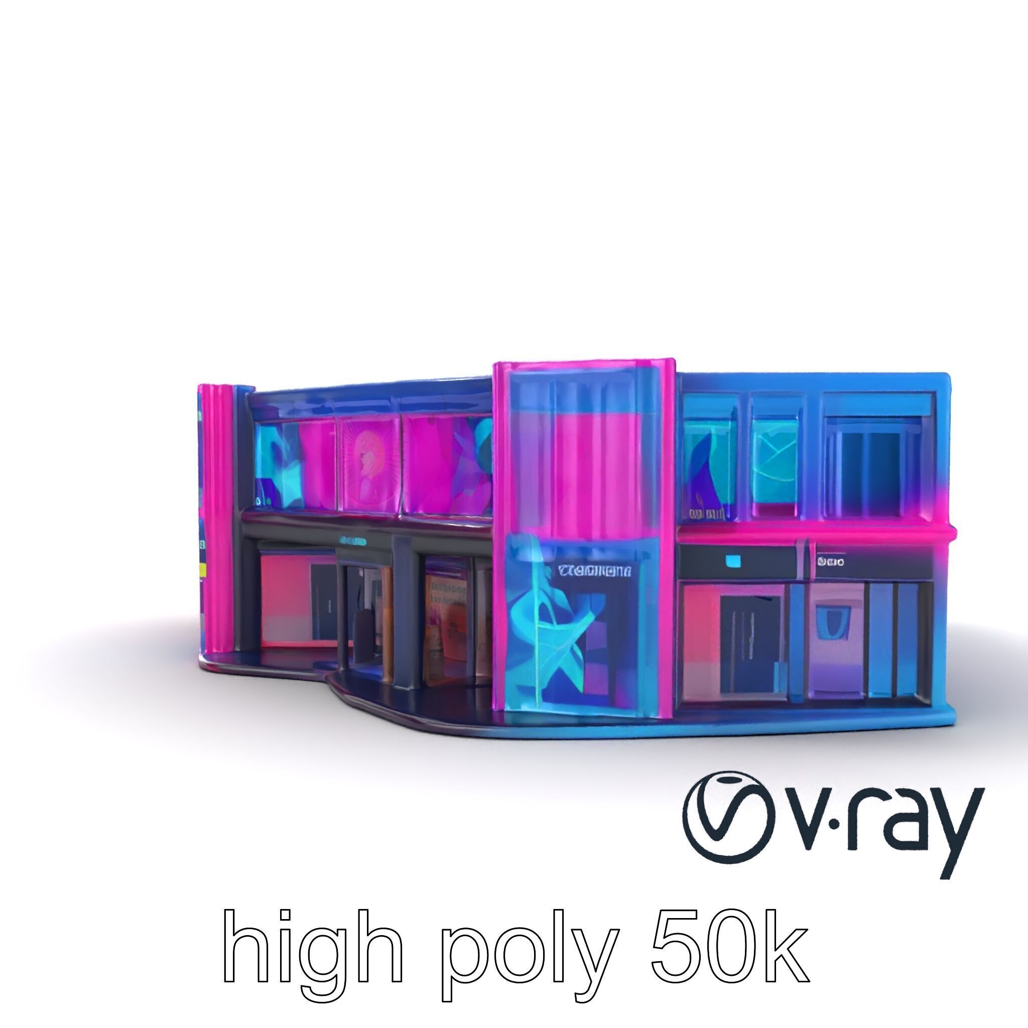 Neon Commercial Center Architecture model pack Low-poly 3D model_21