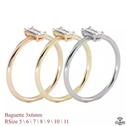  Pack 7Ring Baguette 6x3mm