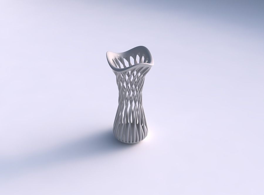 Vase cylindrical with twisted muscle structure streched and w... 3D print model_0