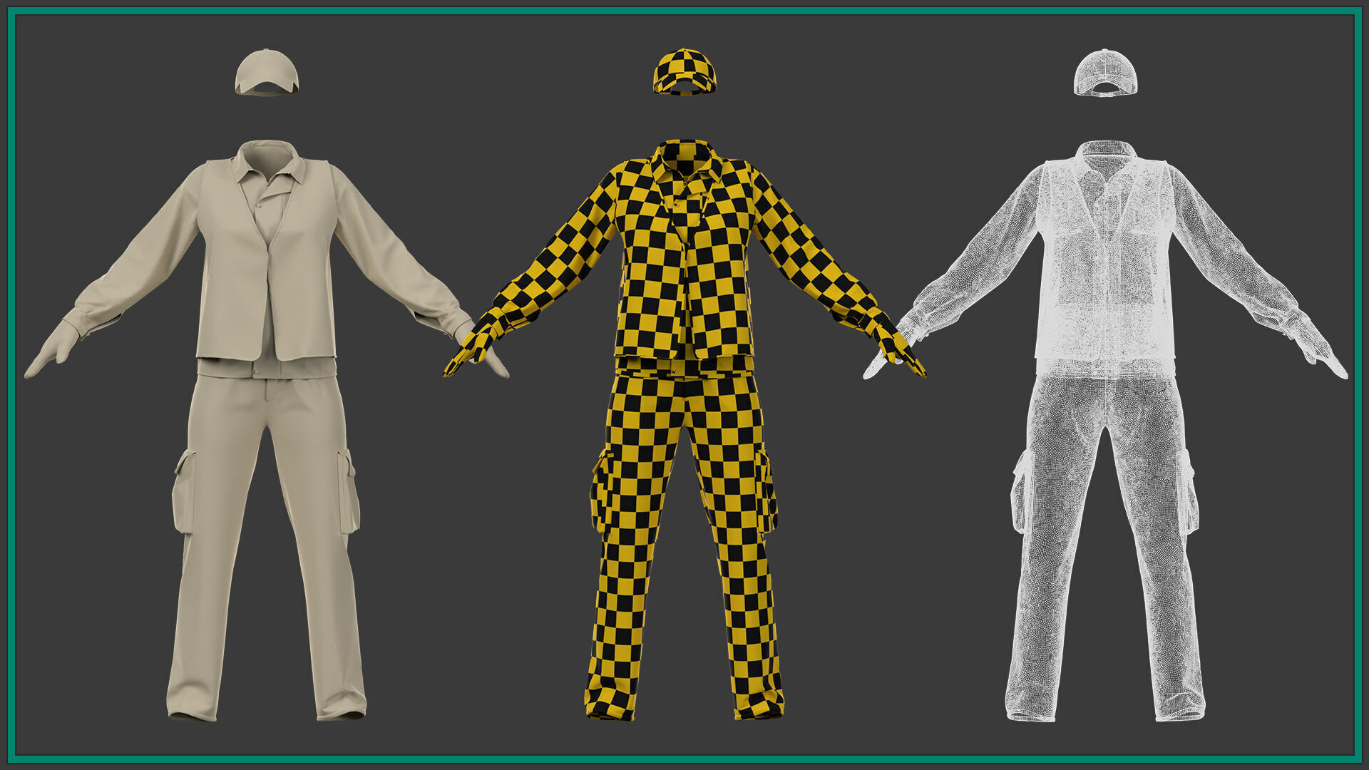 female street sweeper uniform with 2texture and smart material 3D model_4