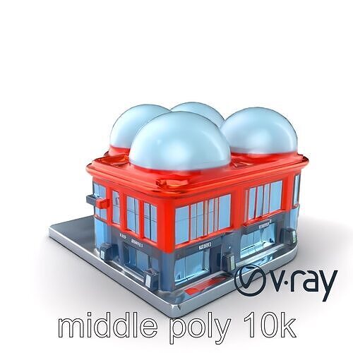 Futuristic Urban Module with Transparent Domes model pack Low-poly 3D model