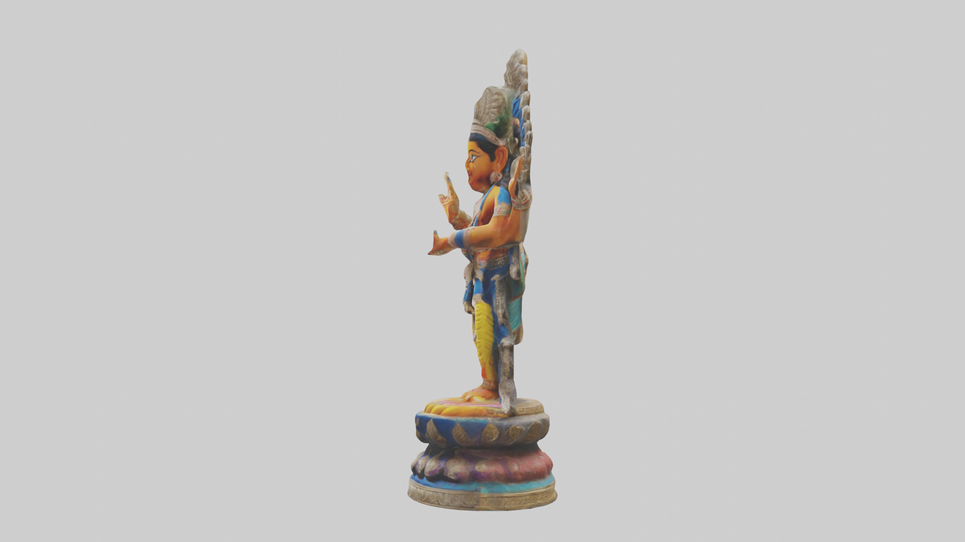 Indian deity statue model Low-poly 3D model_12