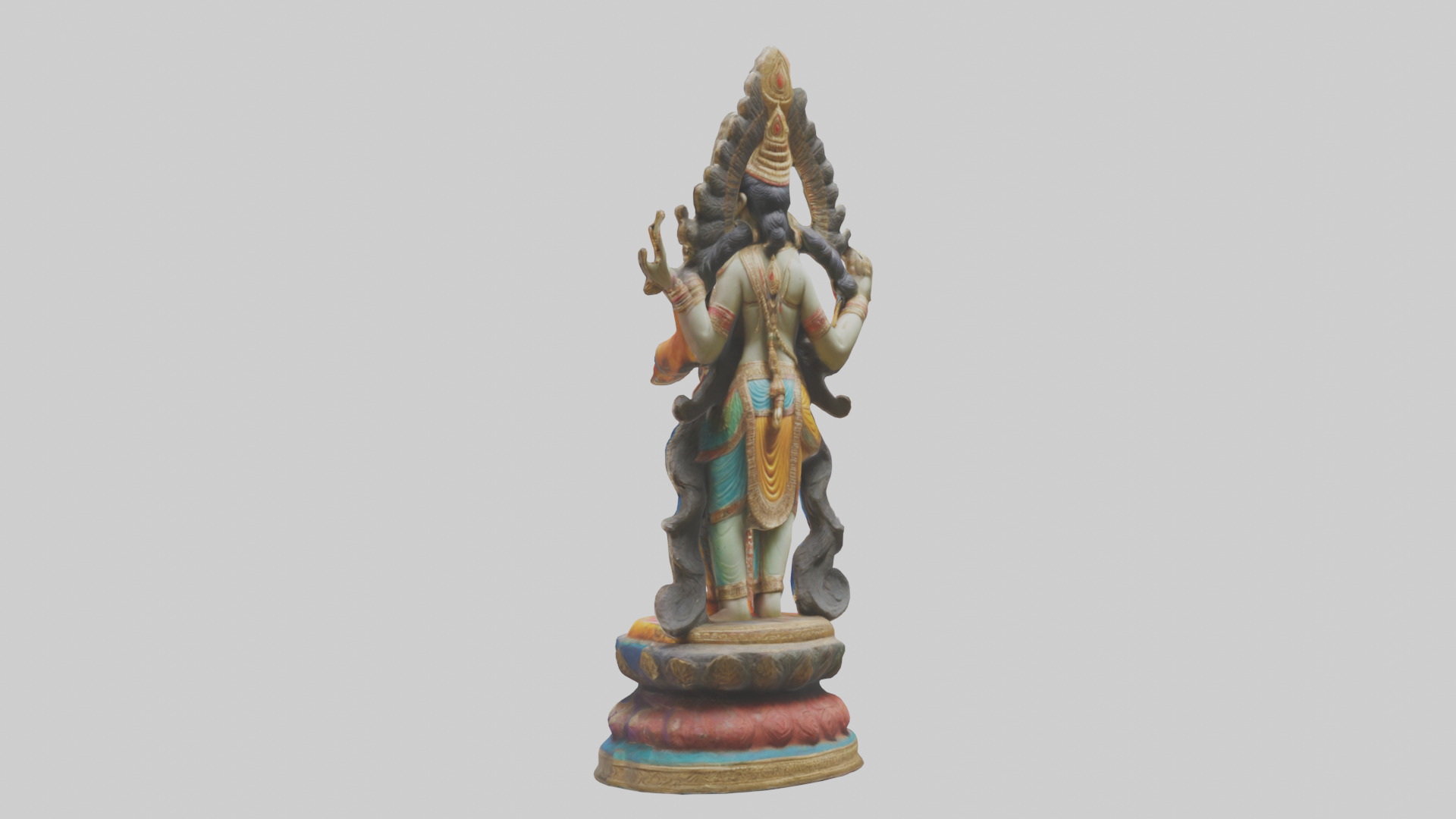 Indian deity statue model Low-poly 3D model_2
