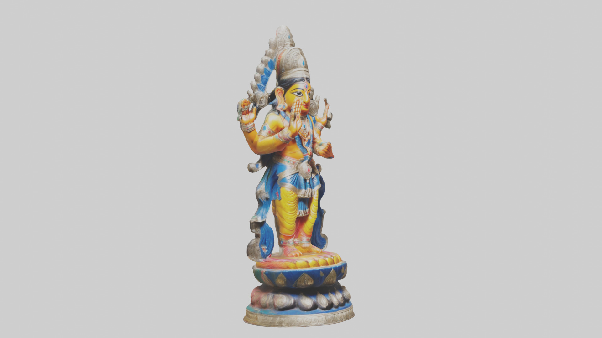 Indian deity statue model Low-poly 3D model_11