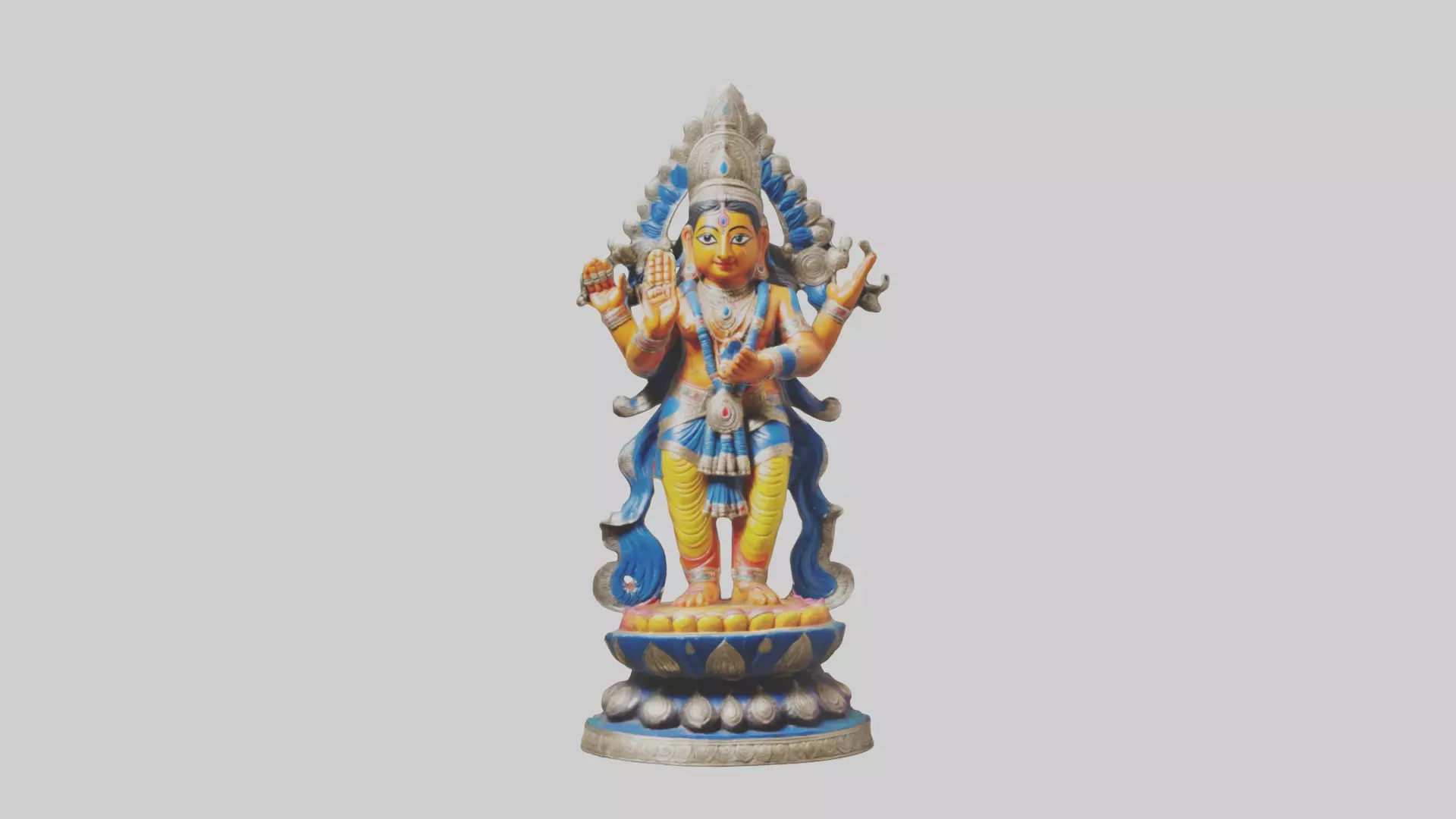 Indian deity statue model Low-poly 3D model_0