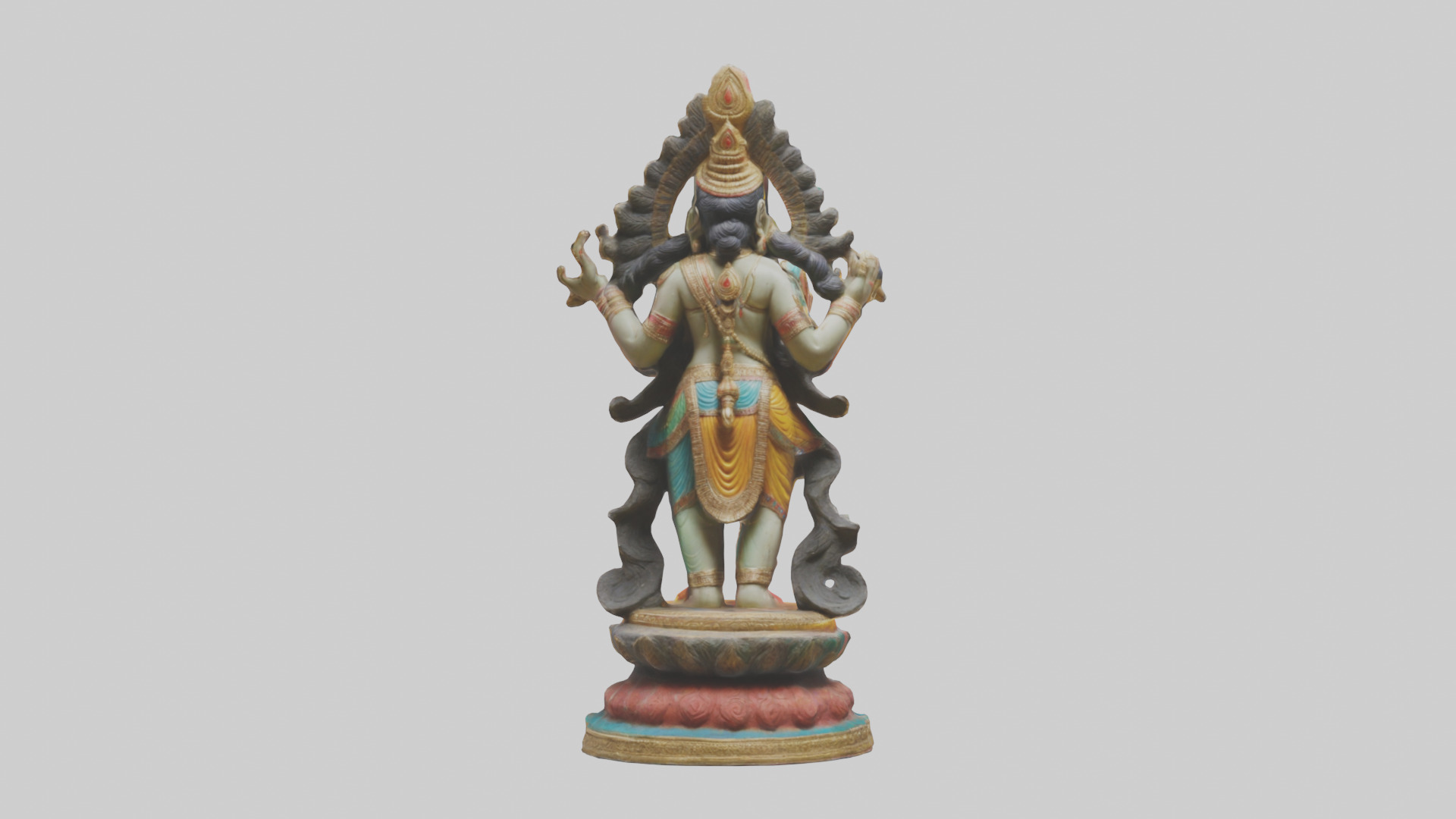 Indian deity statue model Low-poly 3D model_1