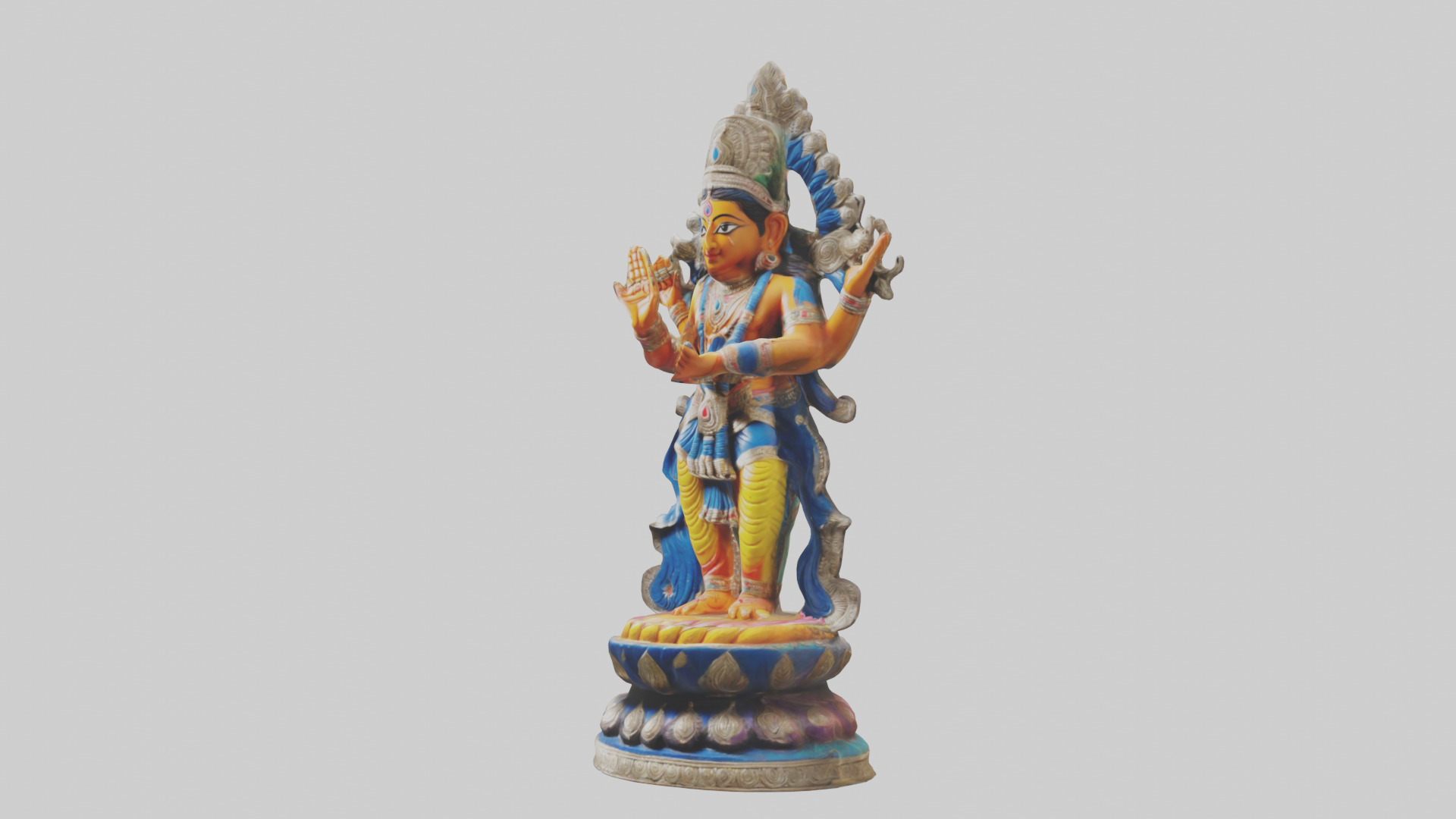 Indian deity statue model Low-poly 3D model_9
