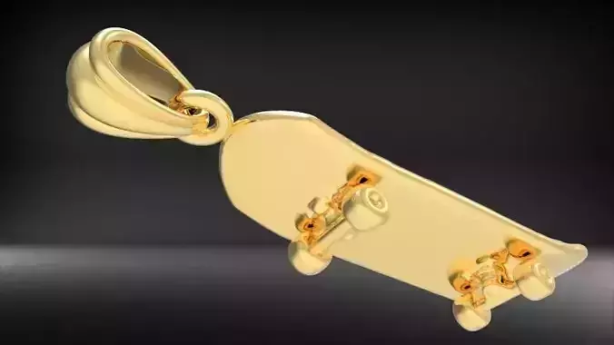 Skateboard 3D Charm Pendant