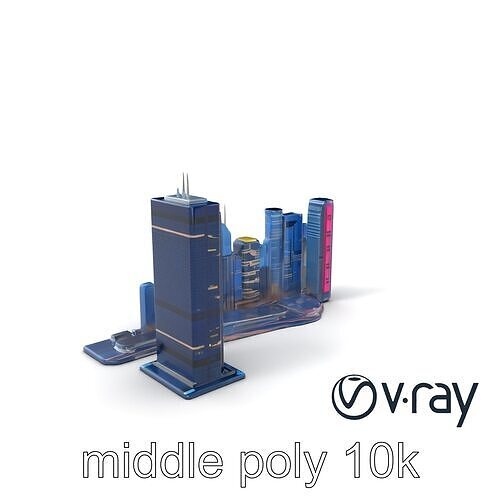Cyberpunk Skyscraper Neon Silhouette model pack Low-poly 3D model