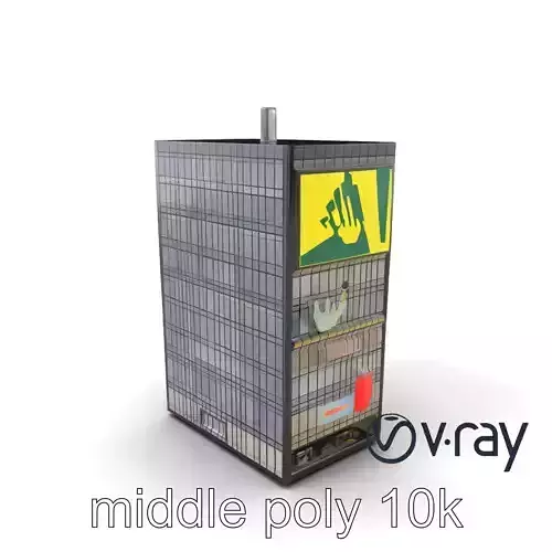 Reflective Skyscraper with Neon Panels model pack Low-poly 3D model