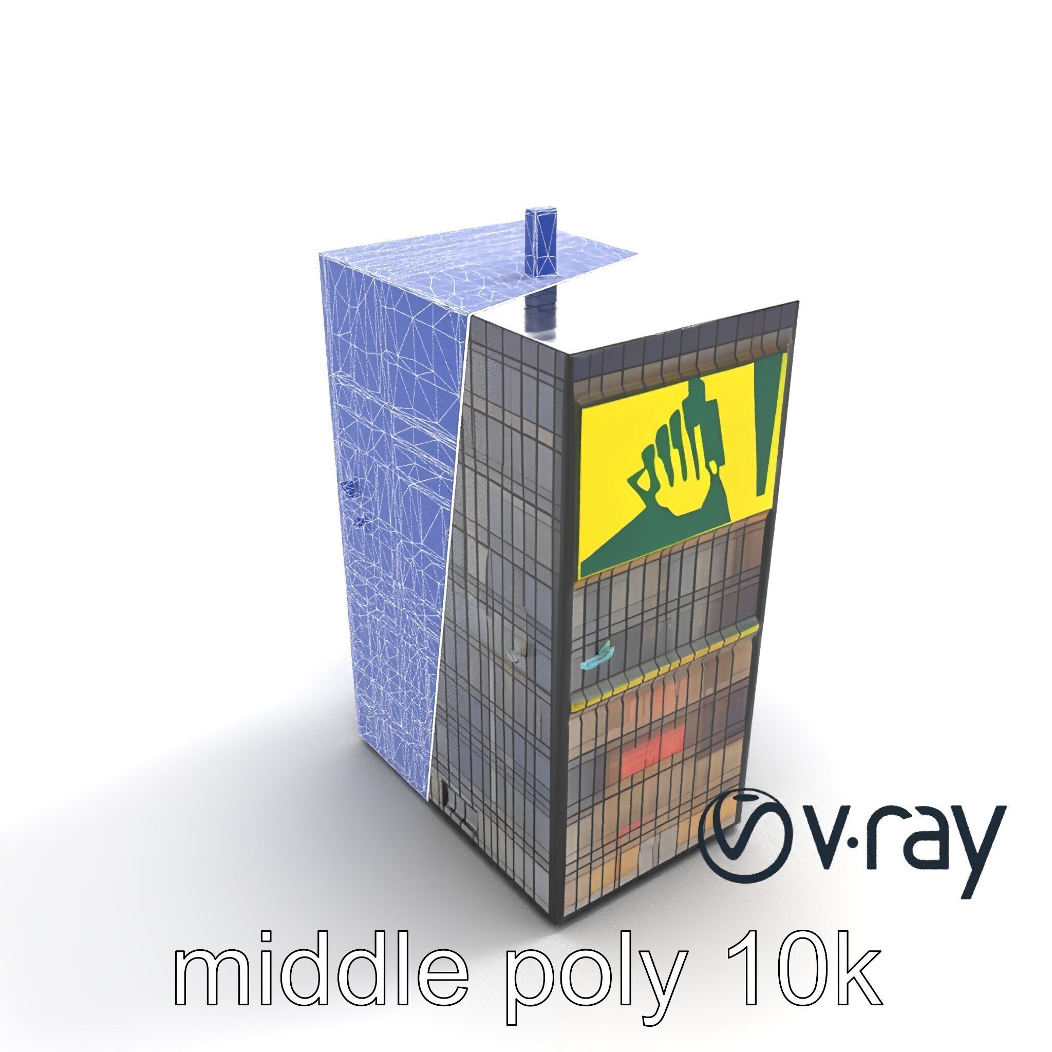 Reflective Skyscraper with Neon Panels model pack Low-poly 3D model_11