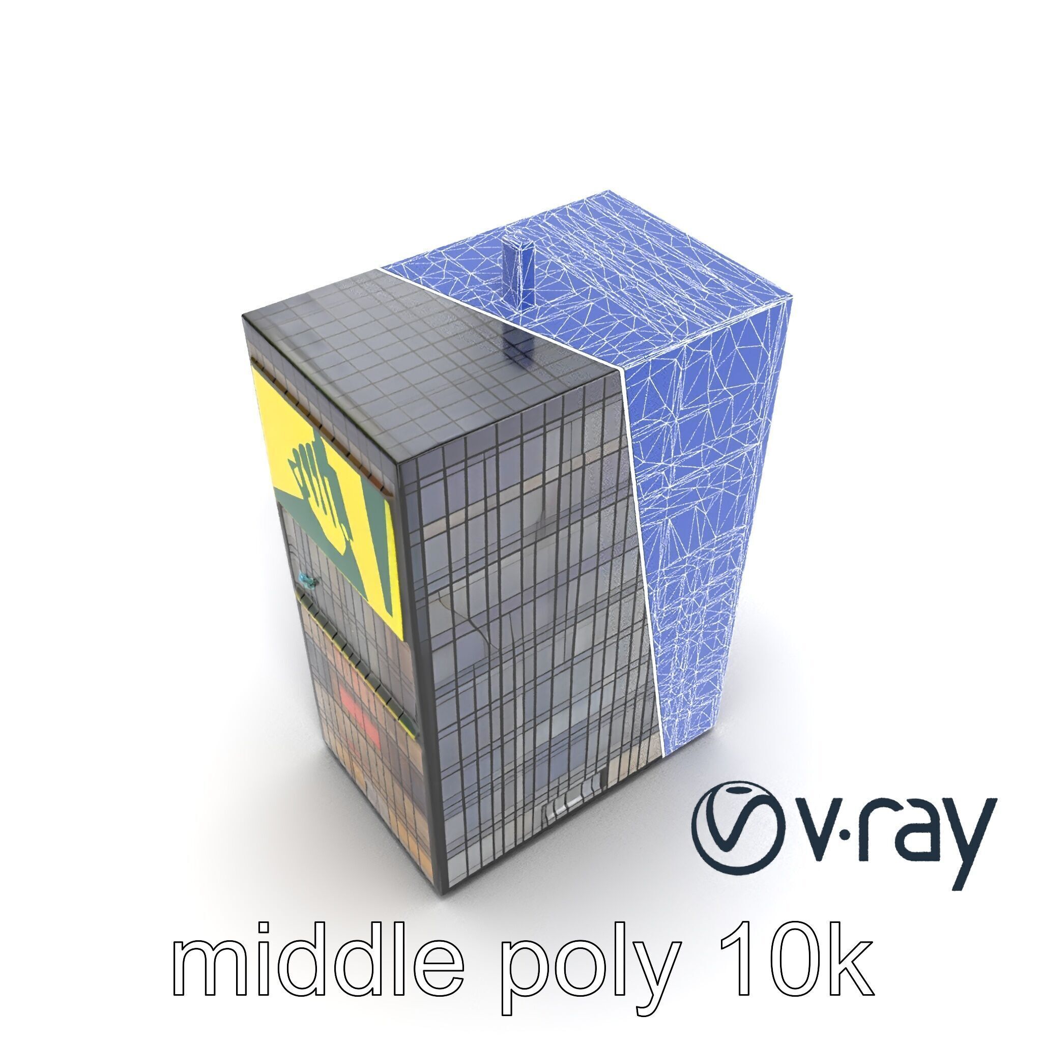 Reflective Skyscraper with Neon Panels model pack Low-poly 3D model_21