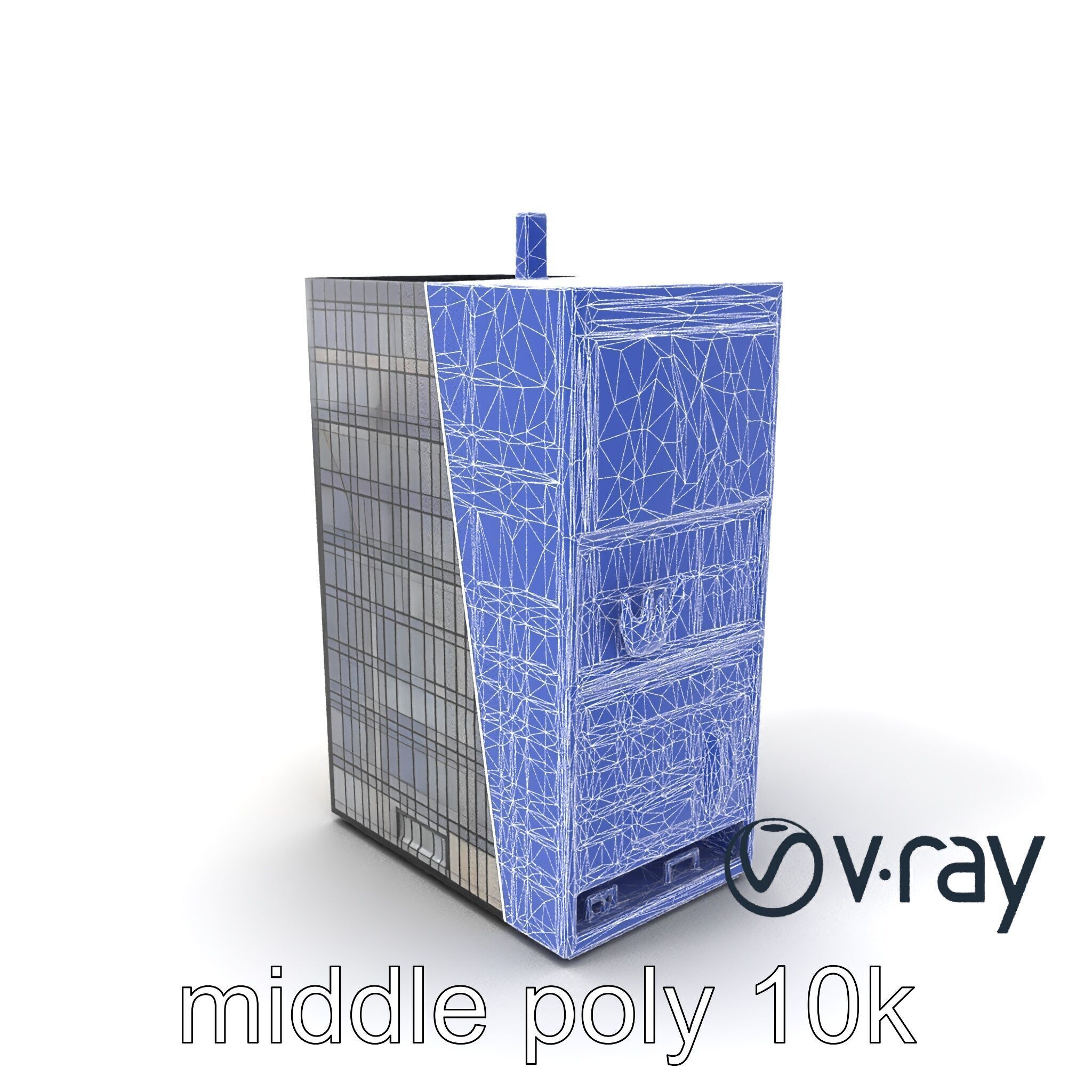 Reflective Skyscraper with Neon Panels model pack Low-poly 3D model_5