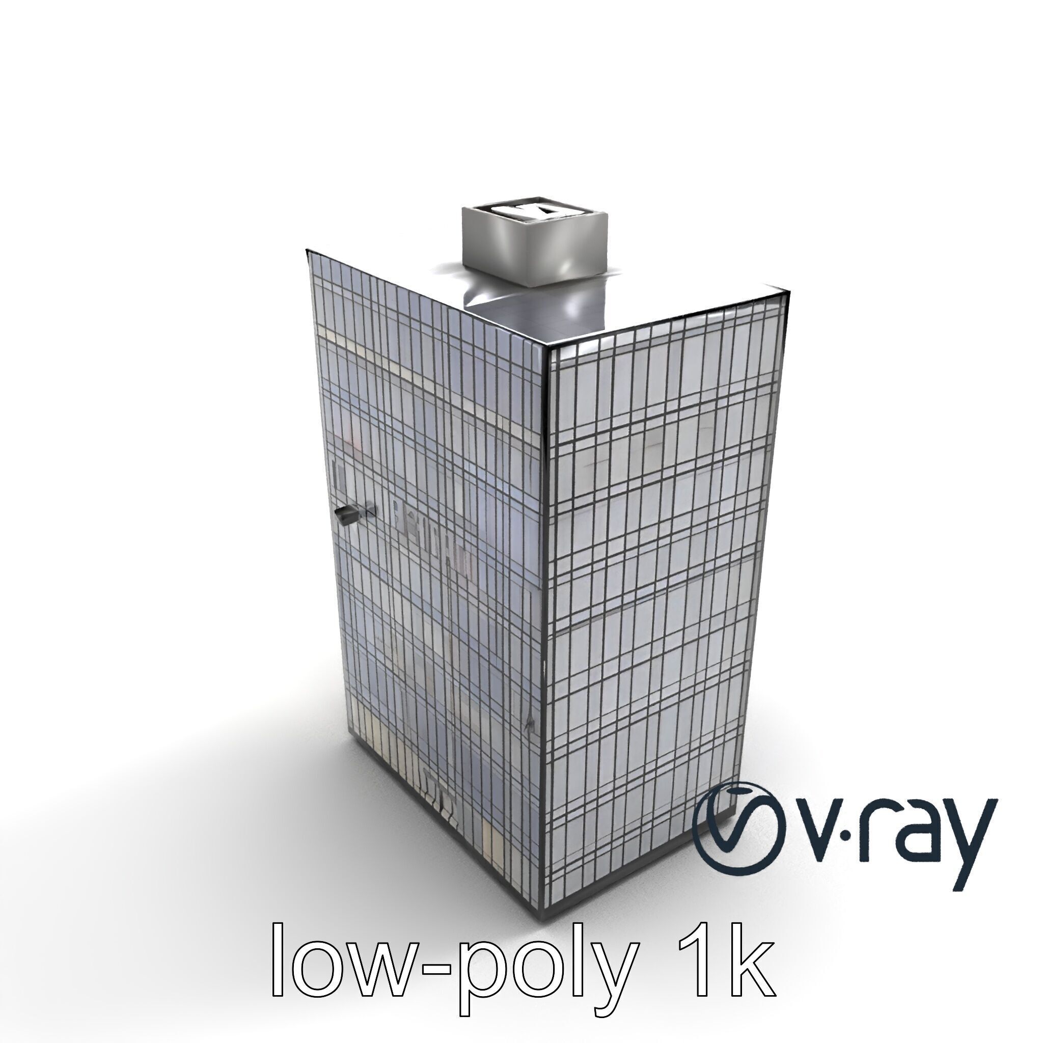 Reflective Skyscraper with Neon Panels model pack Low-poly 3D model_6