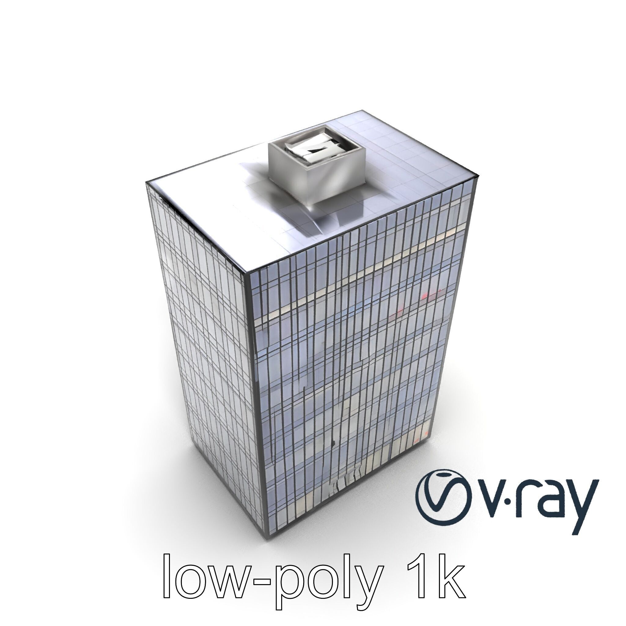 Reflective Skyscraper with Neon Panels model pack Low-poly 3D model_9