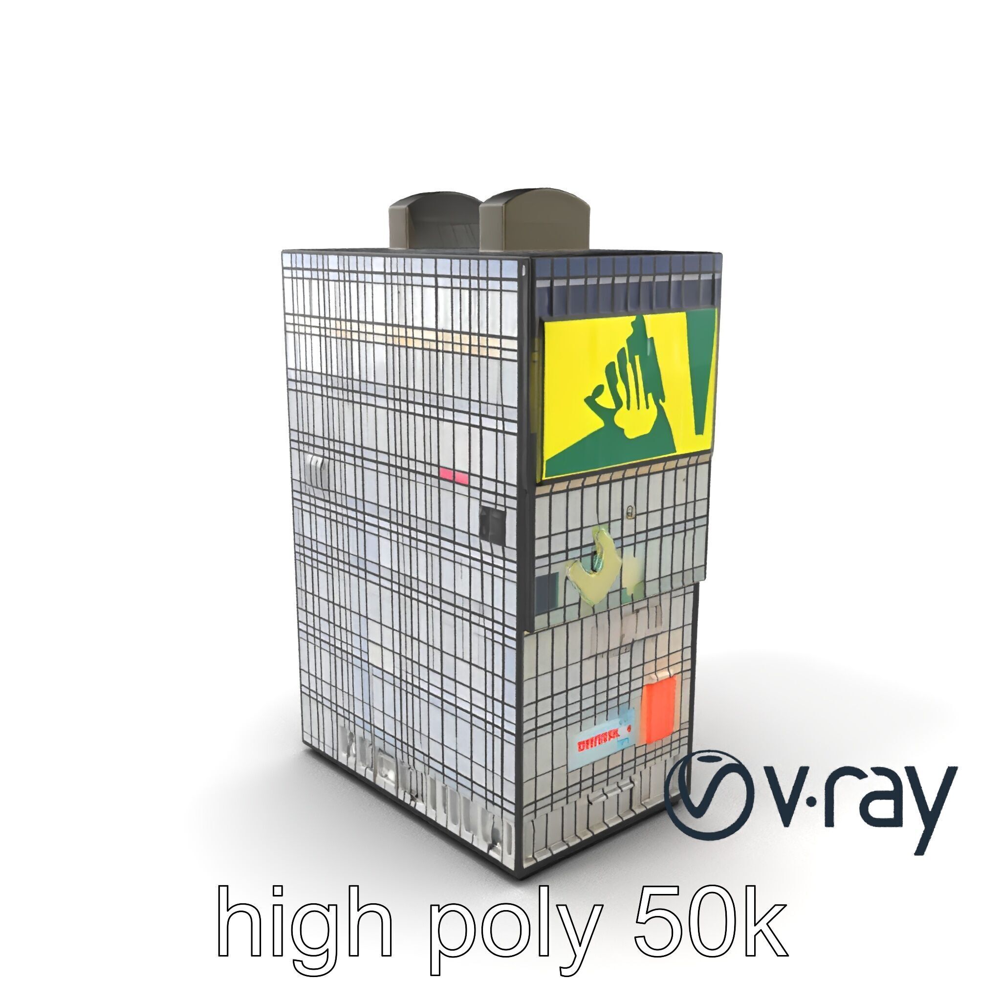 Reflective Skyscraper with Neon Panels model pack Low-poly 3D model_7