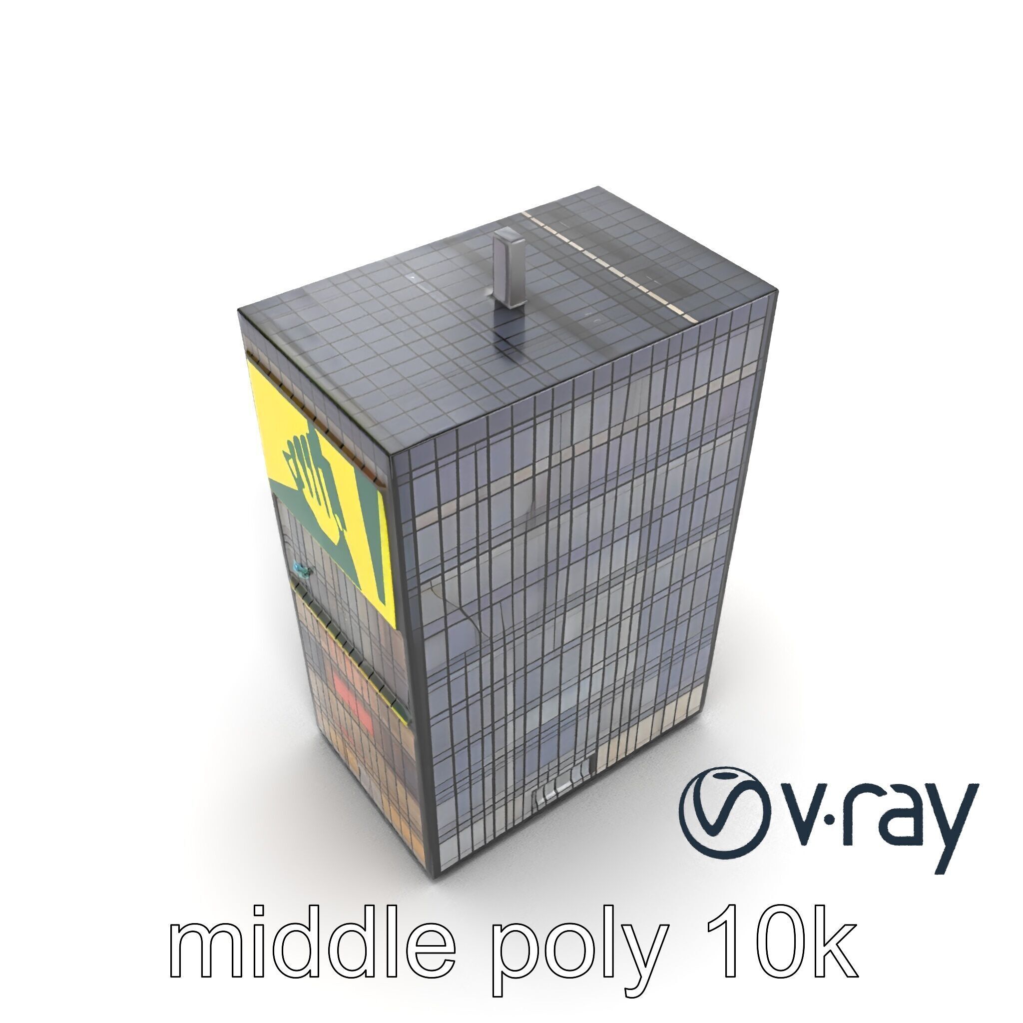 Reflective Skyscraper with Neon Panels model pack Low-poly 3D model_15