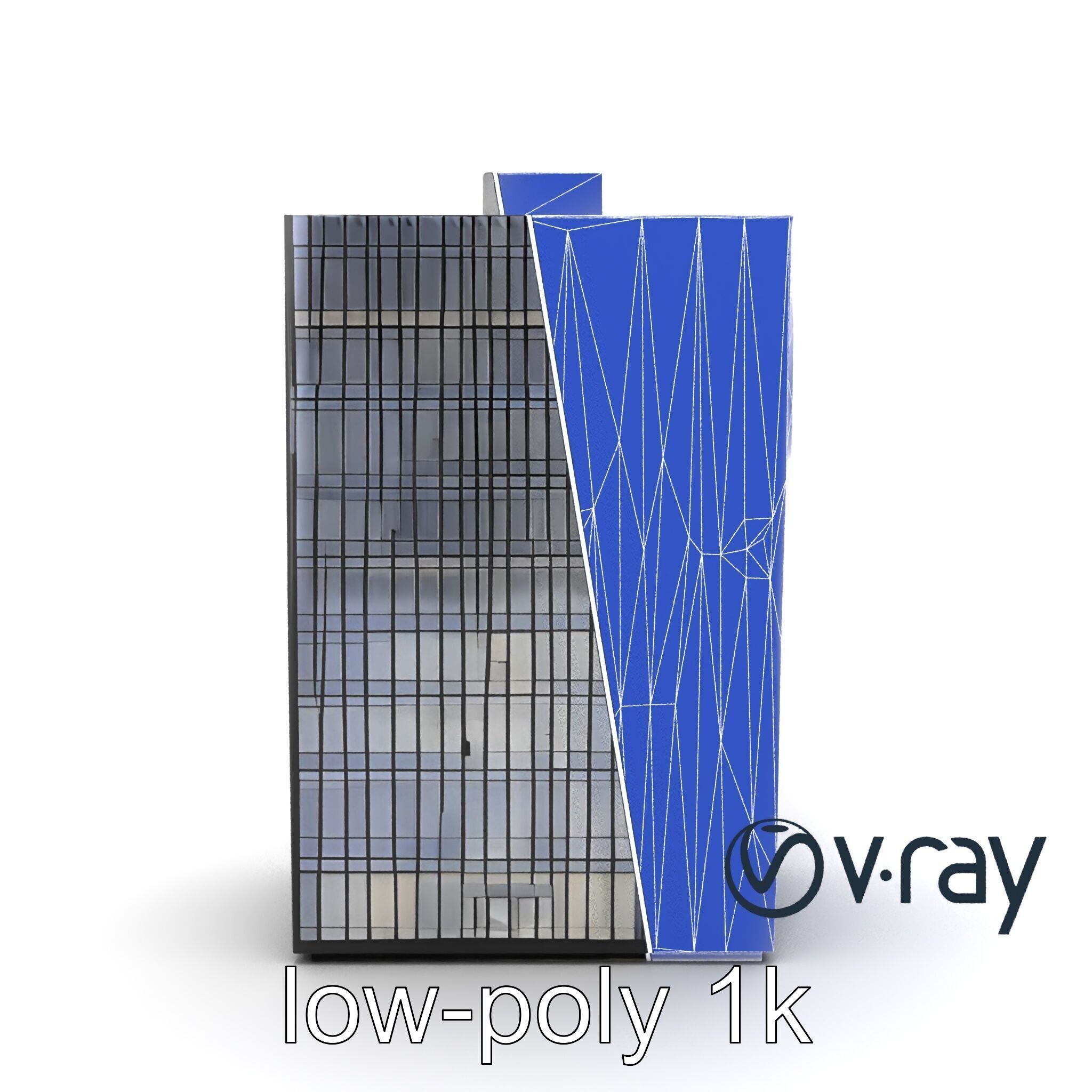 Reflective Skyscraper with Neon Panels model pack Low-poly 3D model_12