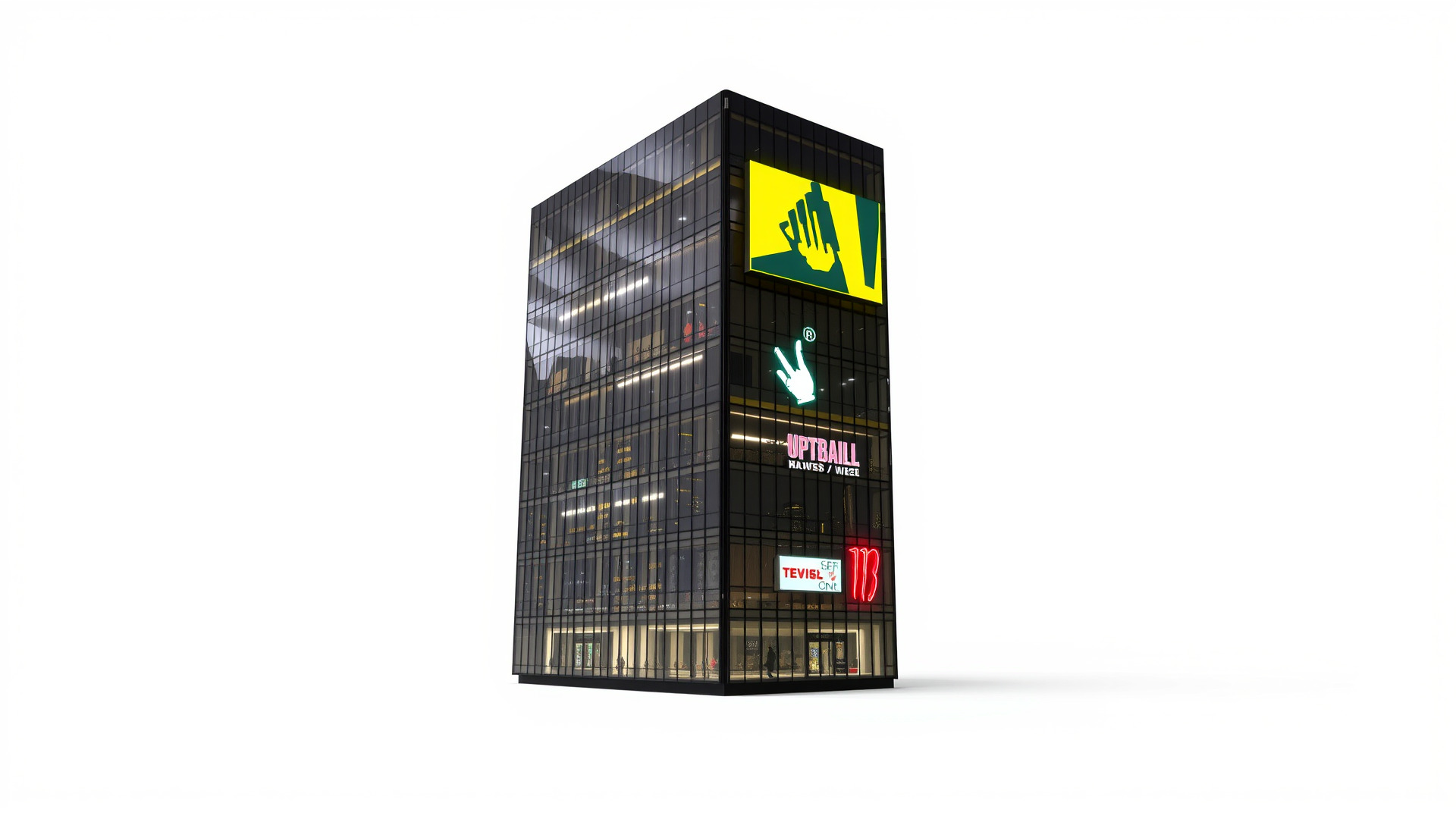 Reflective Skyscraper with Neon Panels model pack Low-poly 3D model_4