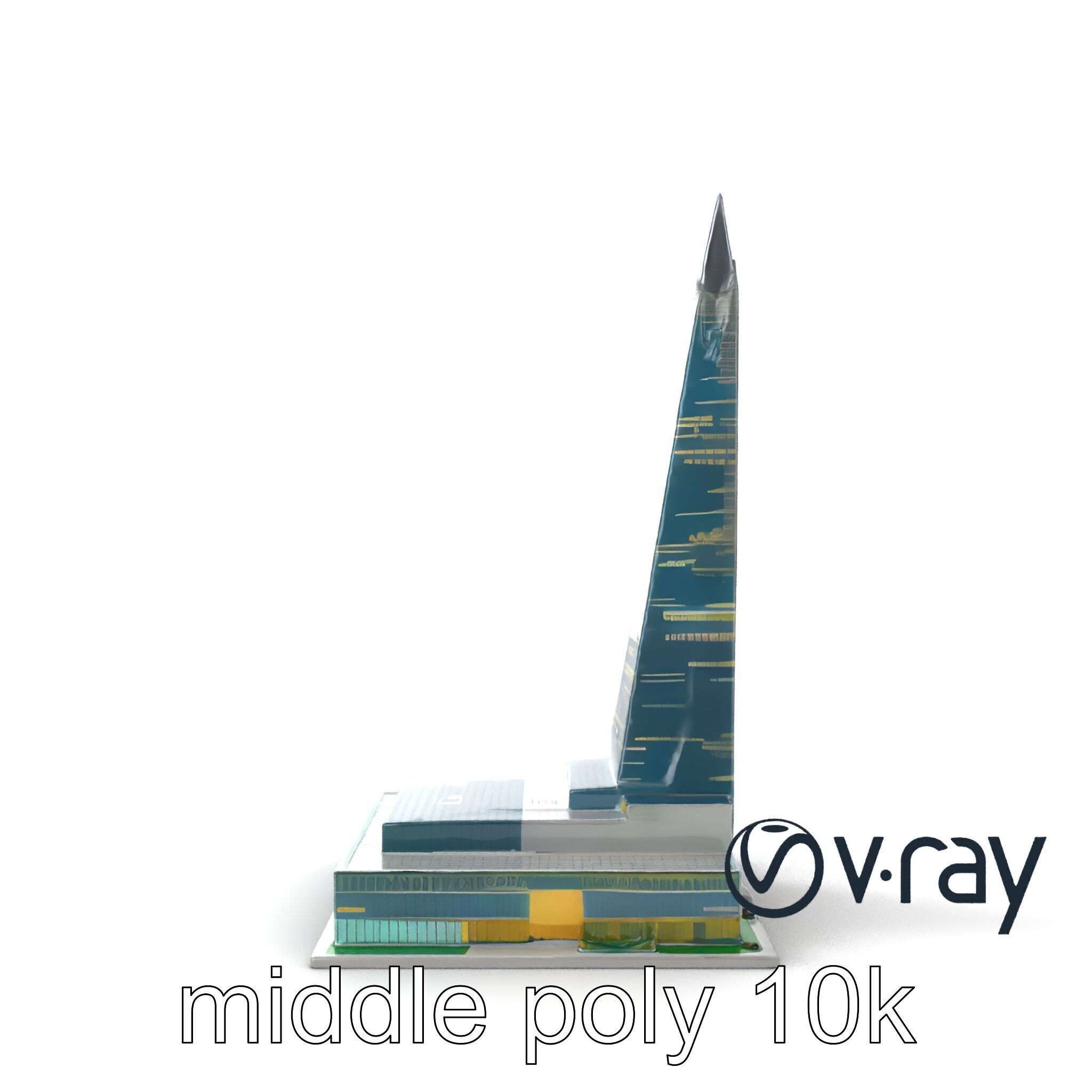 Futuristic Glass Skyscraper with Neon Facade model pack Low-poly 3D model_11