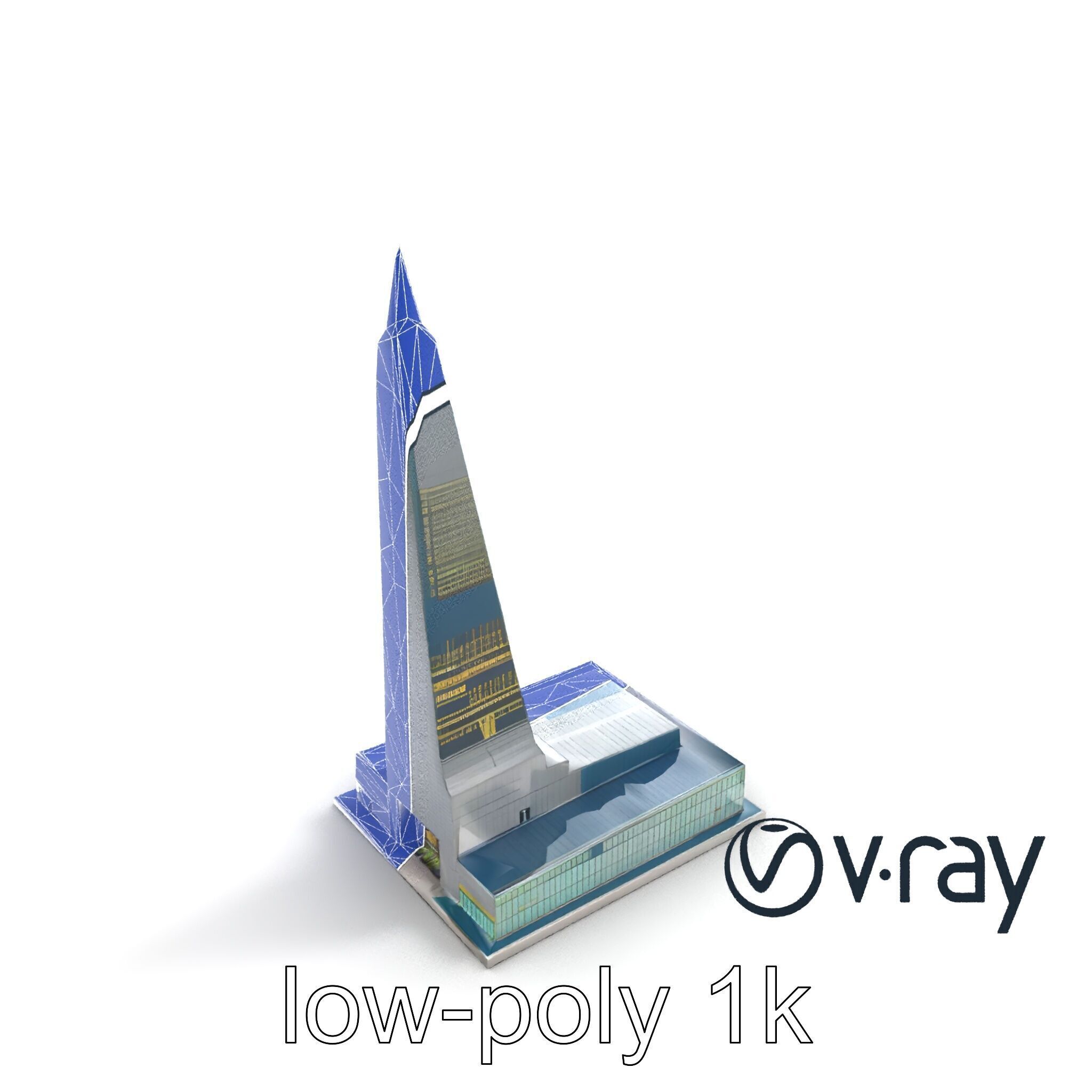 Futuristic Glass Skyscraper with Neon Facade model pack Low-poly 3D model_31
