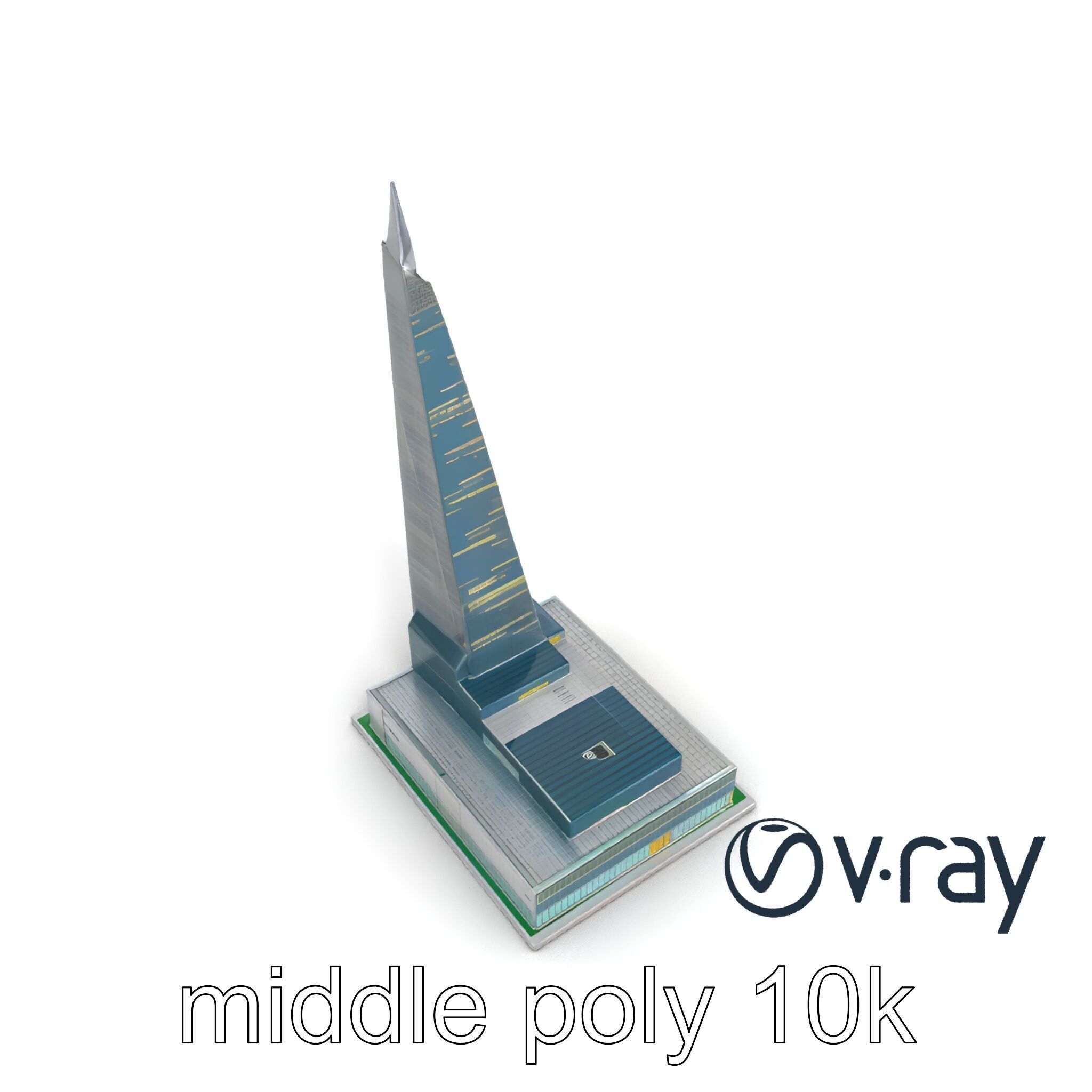 Futuristic Glass Skyscraper with Neon Facade model pack Low-poly 3D model_8