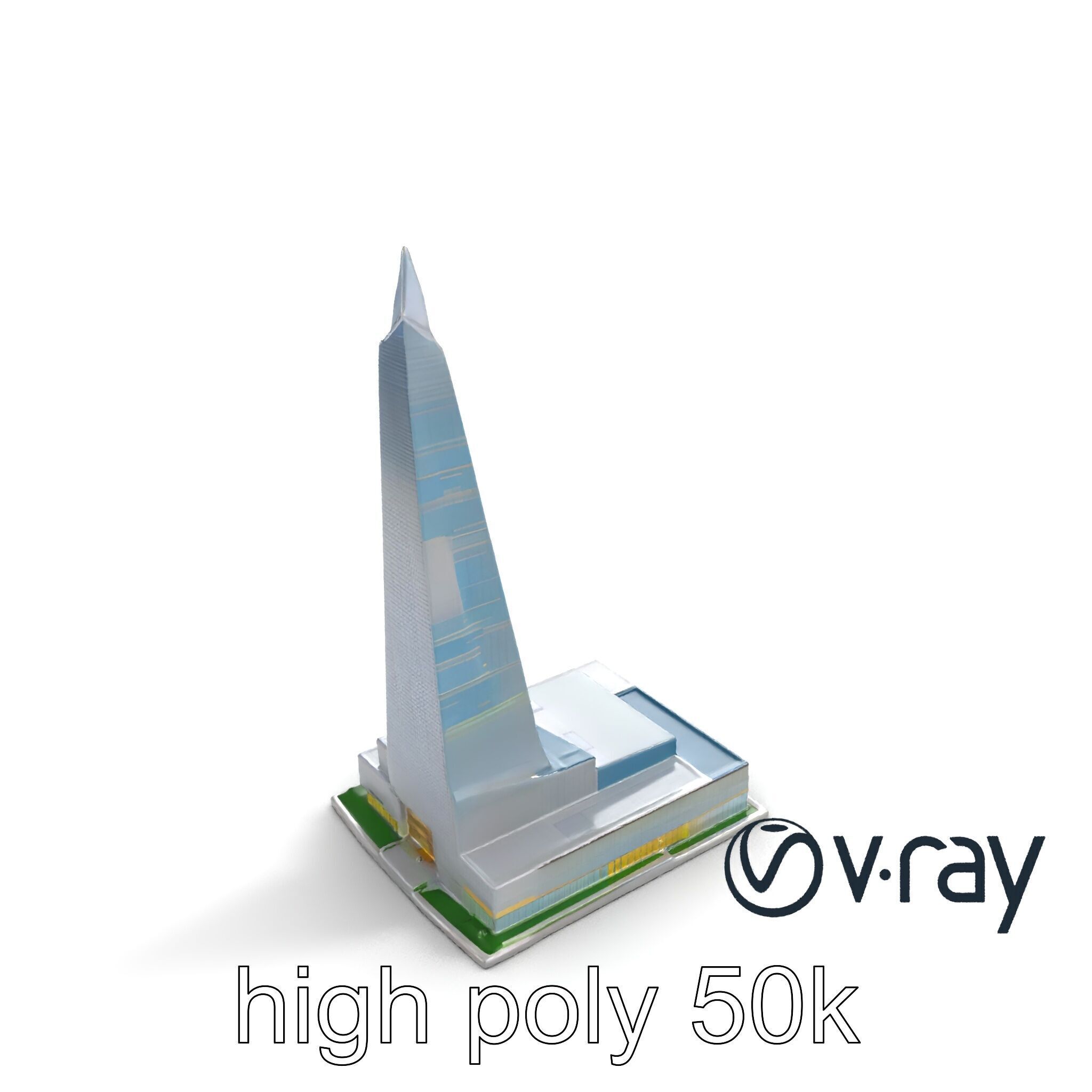 Futuristic Glass Skyscraper with Neon Facade model pack Low-poly 3D model_10