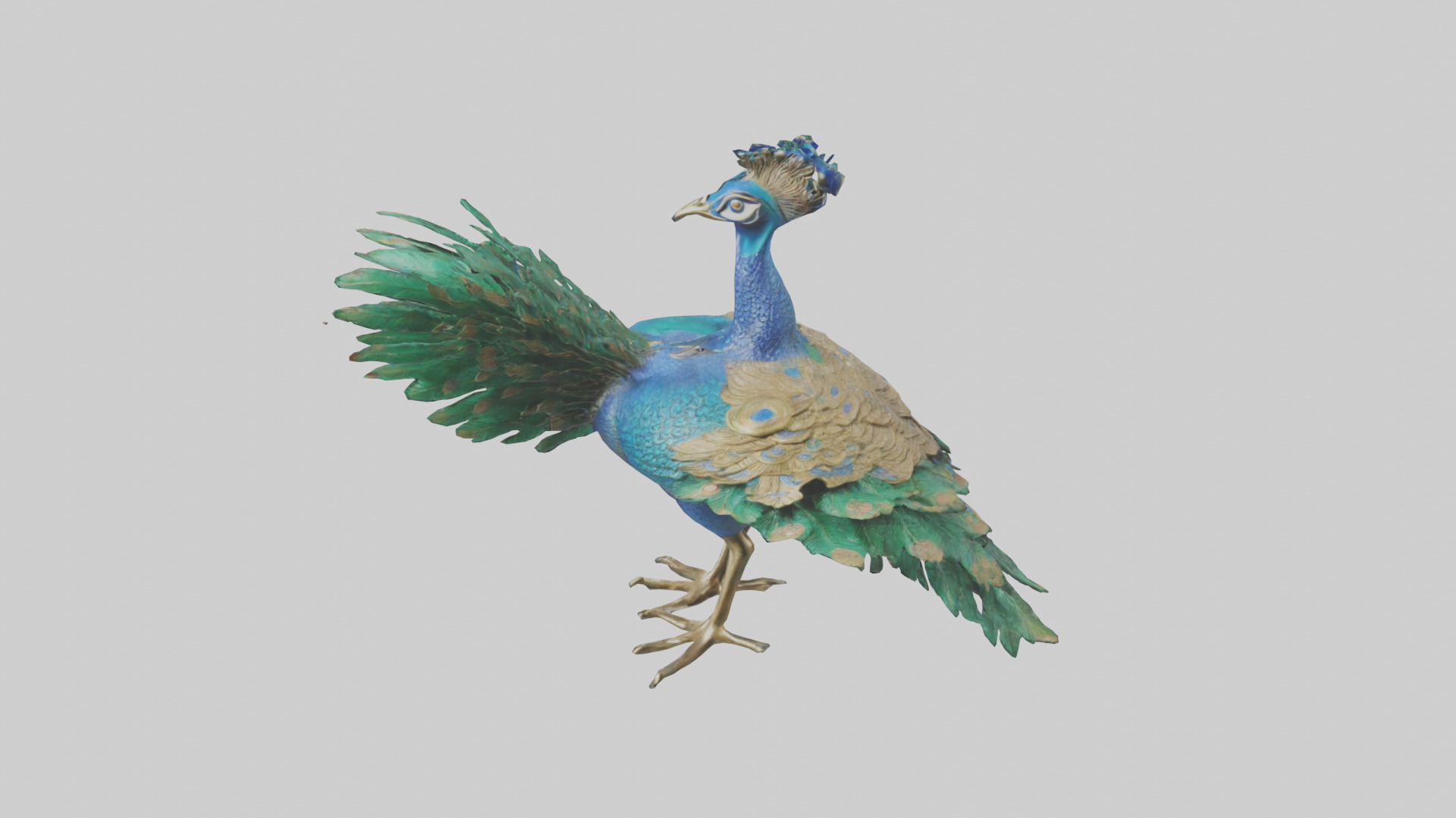 Indian Peafowl statue model Low-poly 3D model_15