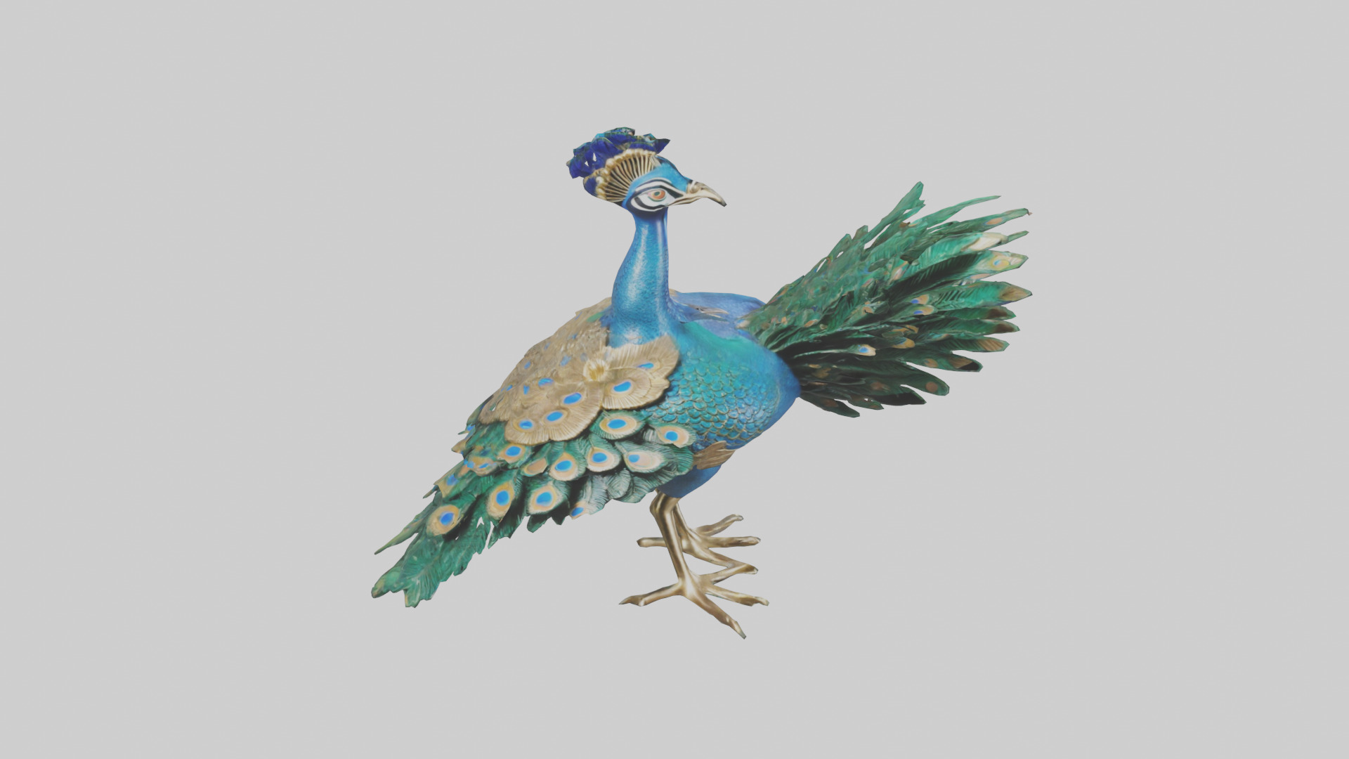 Indian Peafowl statue model Low-poly 3D model_16