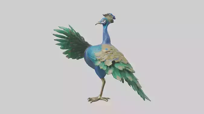 Indian Peafowl statue model Low-poly 3D model