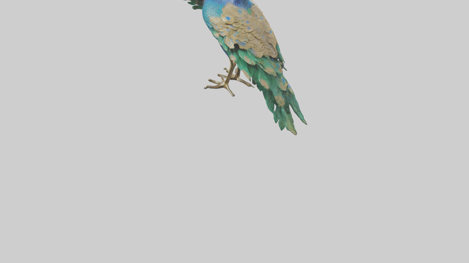 Indian Peafowl statue model Low-poly 3D model_4