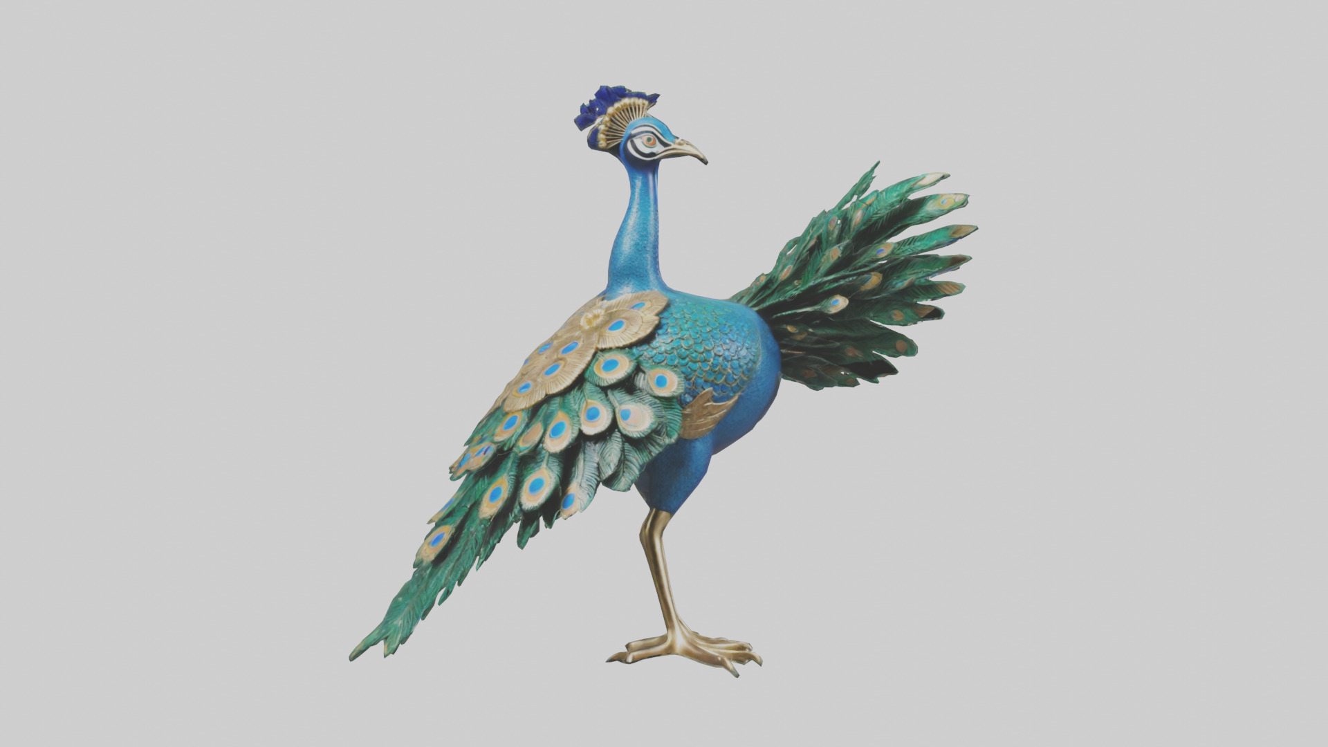 Indian Peafowl statue model Low-poly 3D model_9