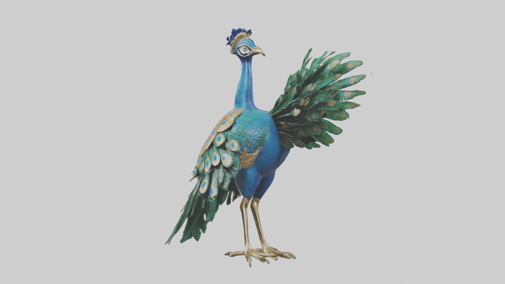 Indian Peafowl statue model Low-poly 3D model_8