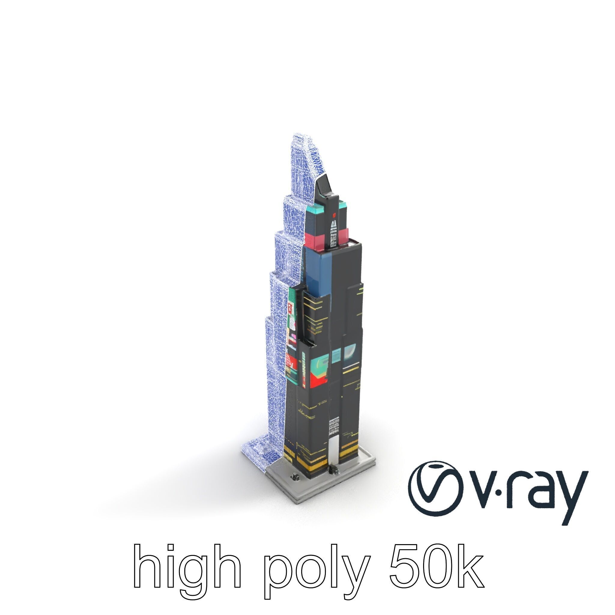 Cyberpunk Skyscraper Neon Facade model pack Low-poly 3D model_13