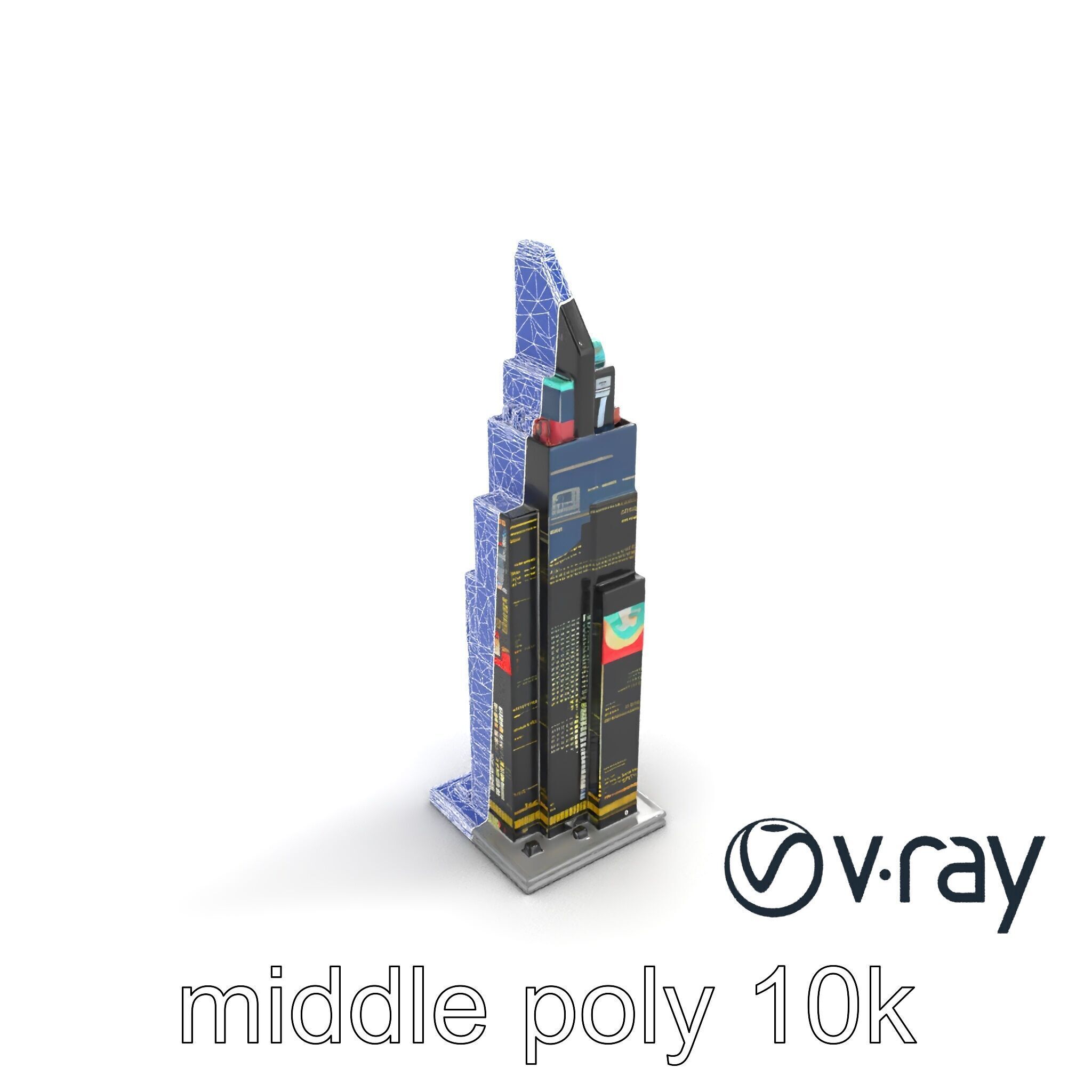 Cyberpunk Skyscraper Neon Facade model pack Low-poly 3D model_12