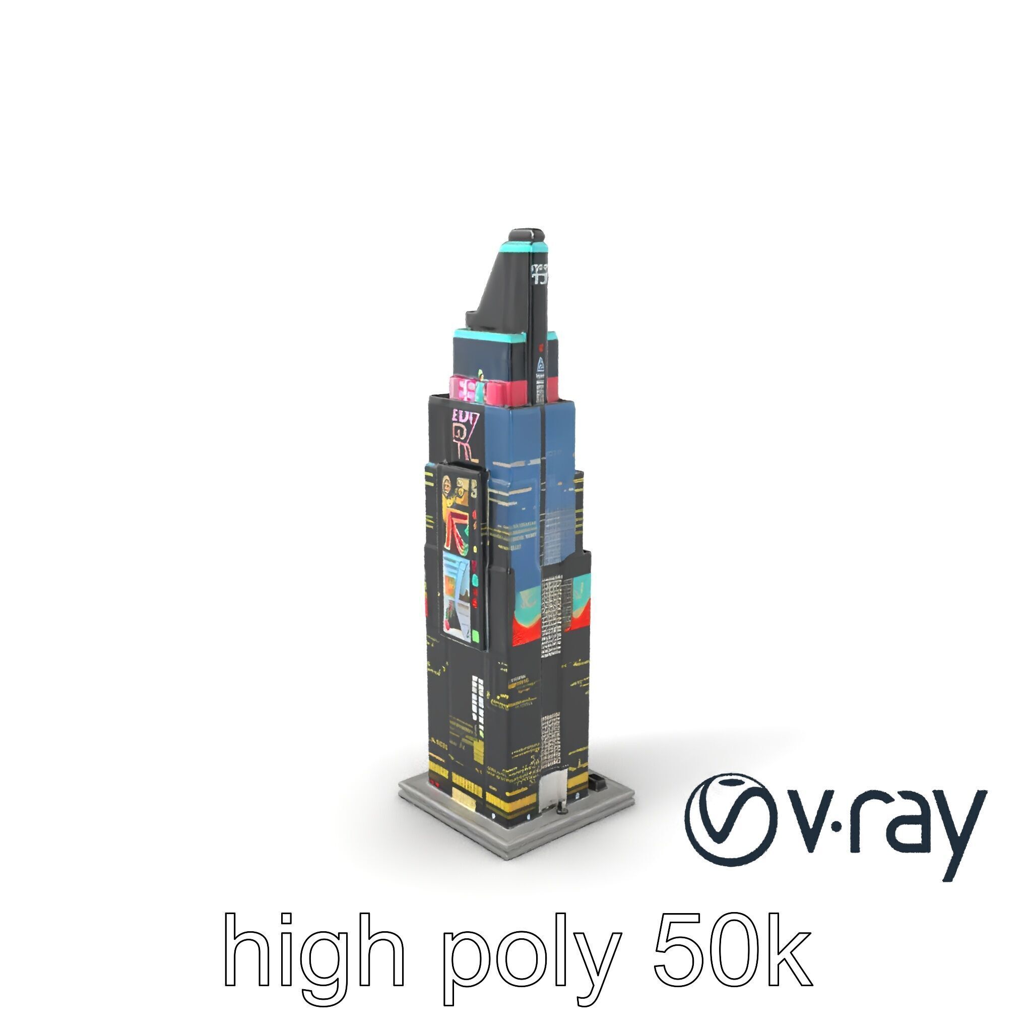 Cyberpunk Skyscraper Neon Facade model pack Low-poly 3D model_7
