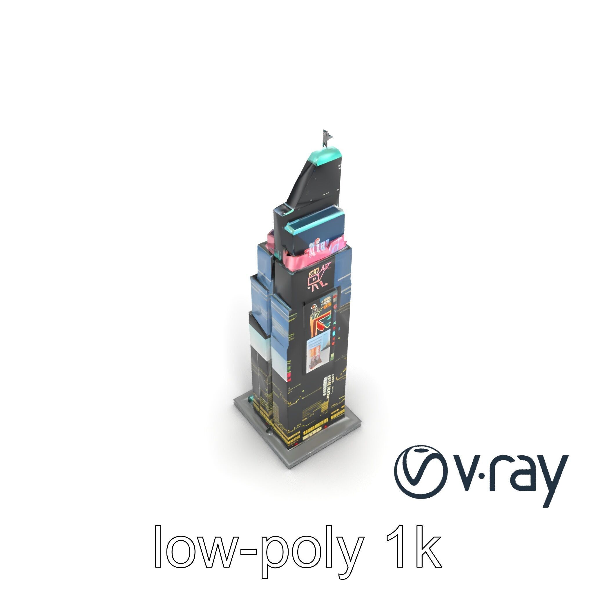 Cyberpunk Skyscraper Neon Facade model pack Low-poly 3D model_14