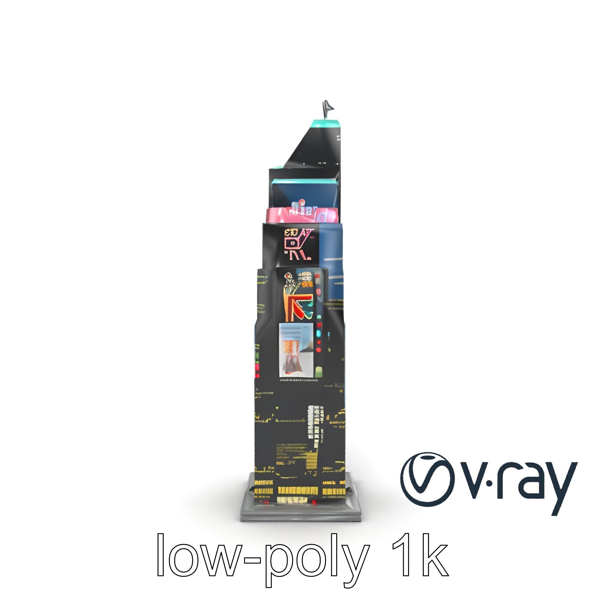 Cyberpunk Skyscraper Neon Facade model pack Low-poly 3D model_32