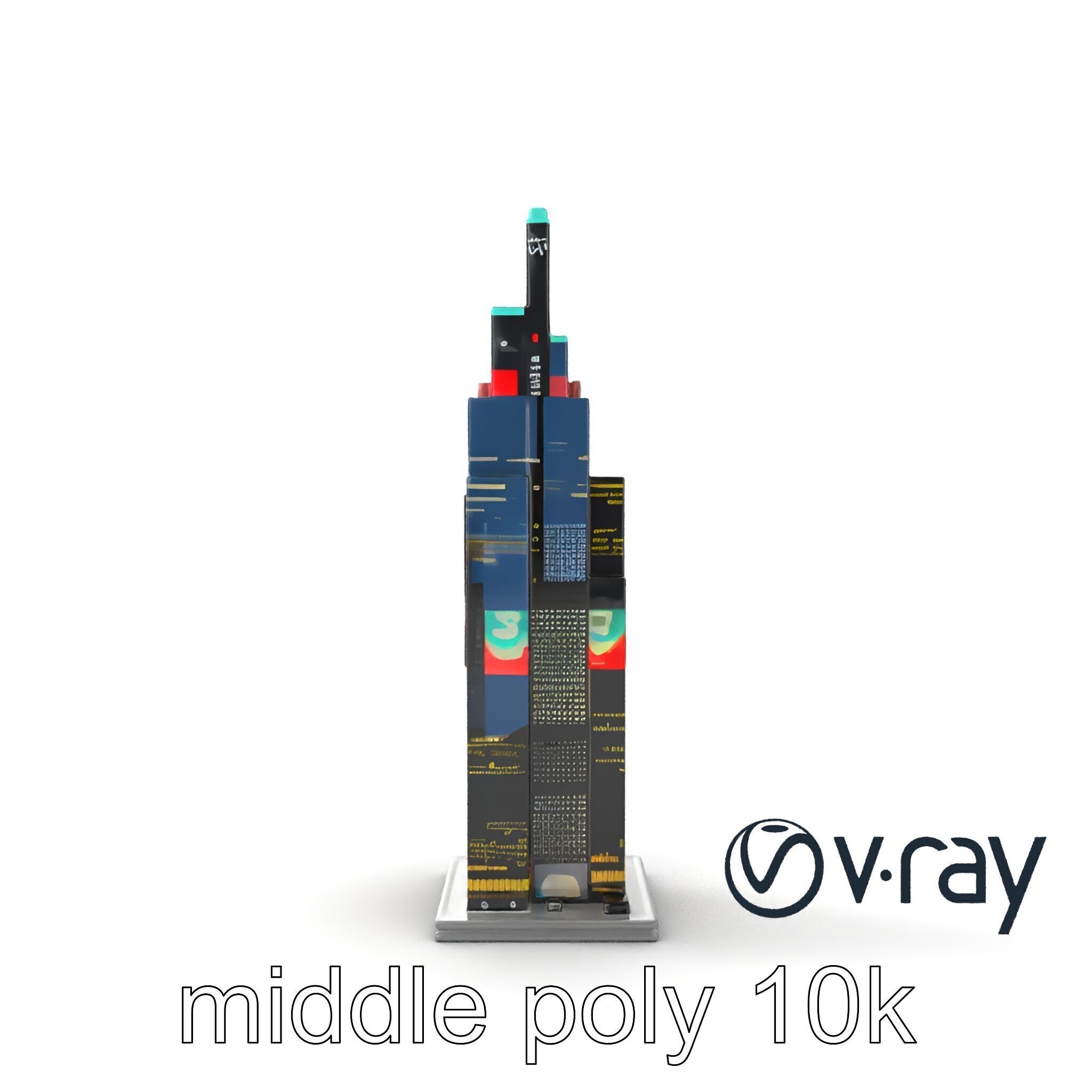 Cyberpunk Skyscraper Neon Facade model pack Low-poly 3D model_11