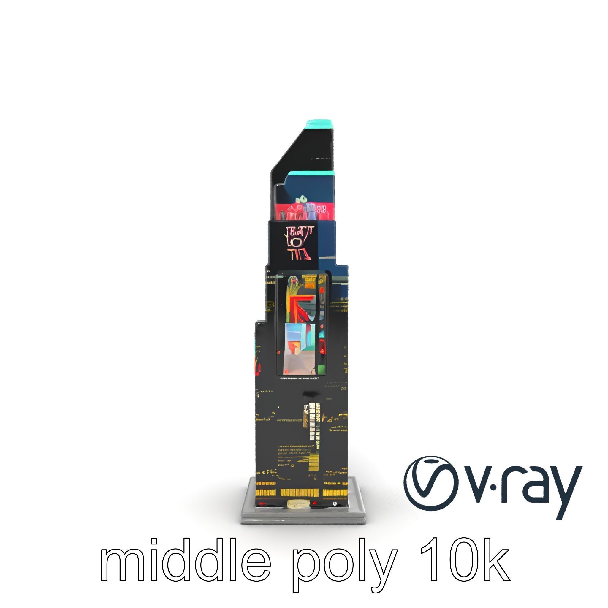 Cyberpunk Skyscraper Neon Facade model pack Low-poly 3D model_17